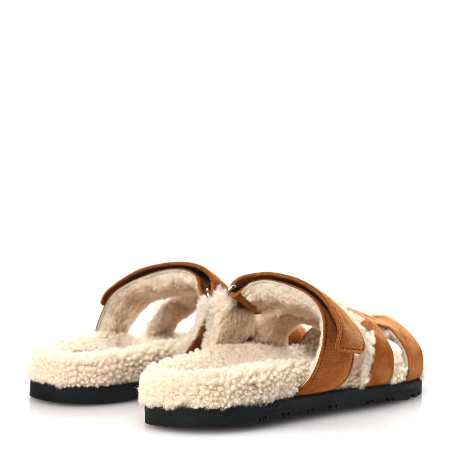 Suede Goatskin Woolskin Womens Chypre Sandals 37 Brun Fume Ecru
