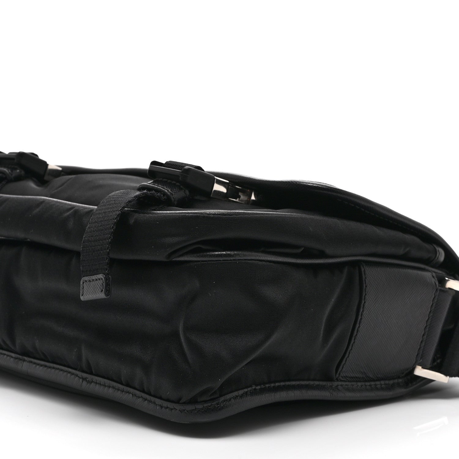 Tessuto Nylon Saffiano Logo Messenger Bag Black