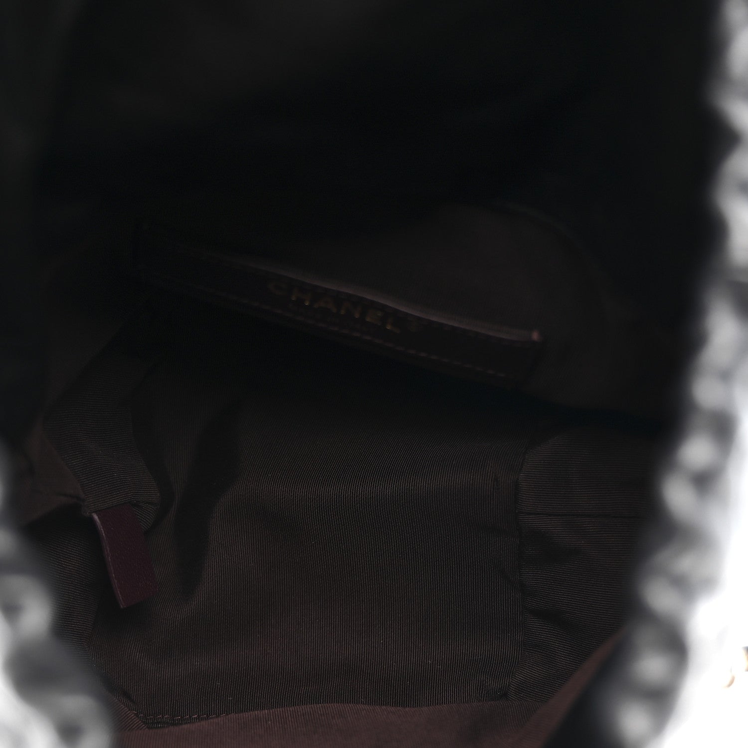 Lambskin Bucket Chain Drawstring Bag Black