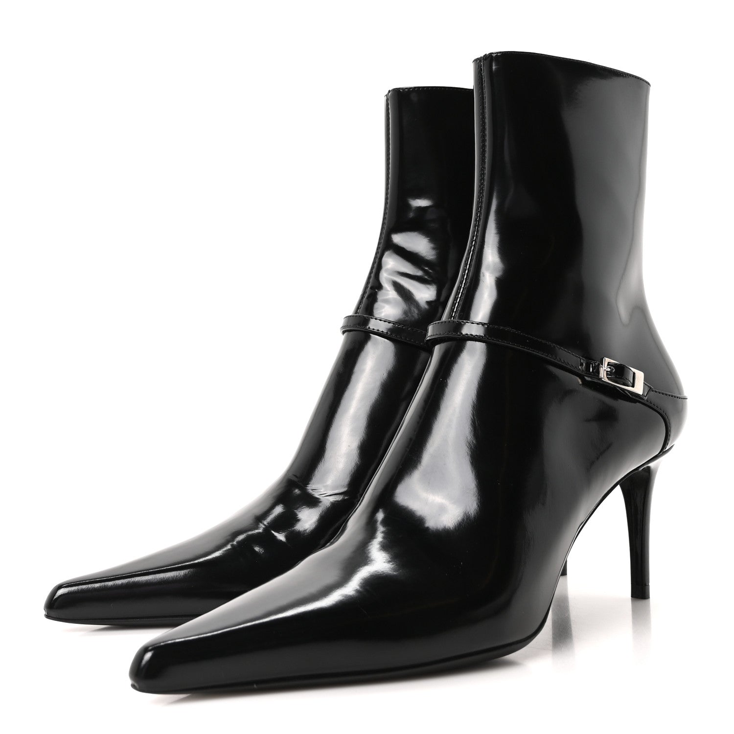 Patent Vendome Buckle Ankle Booties 37 Black