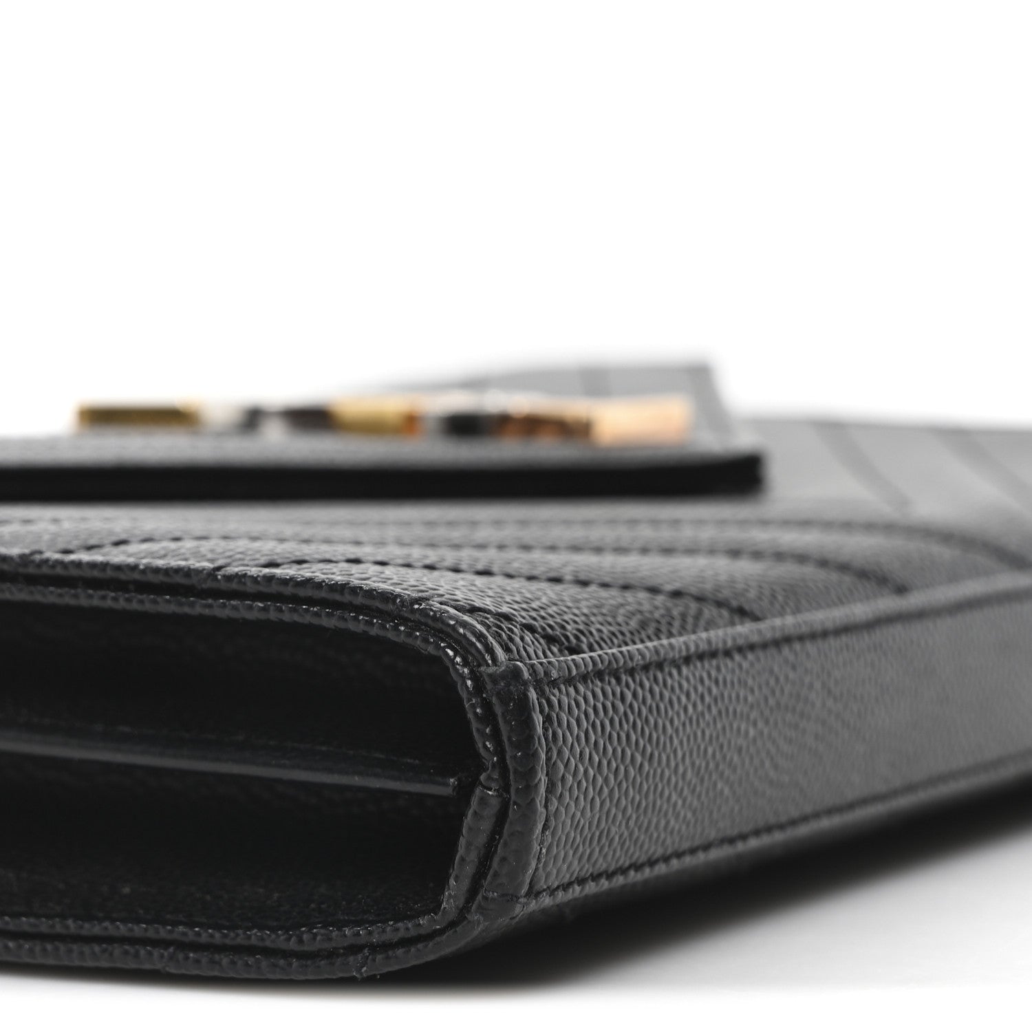 Grain De Poudre Matelasse Chevron Monogram Chain Wallet Black