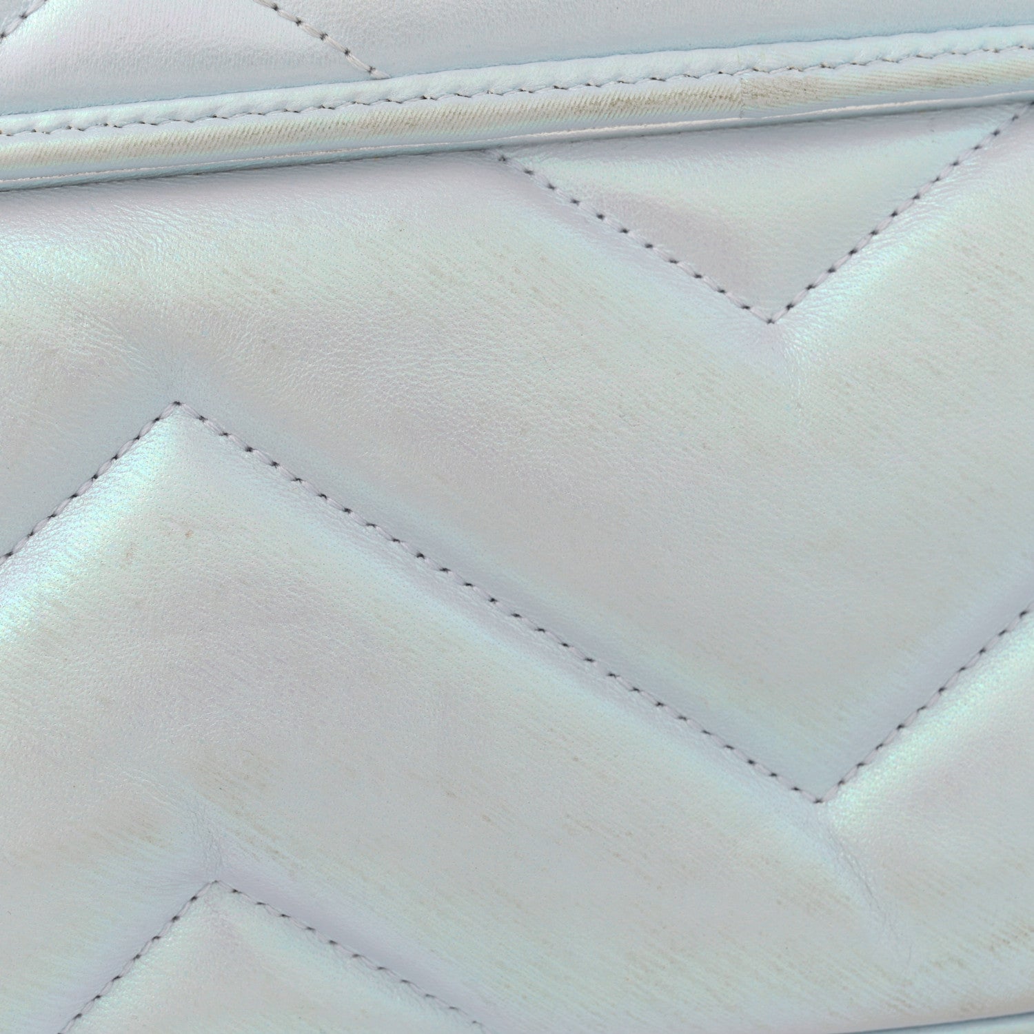 Iridescent Nappa Chevron Matelasse Small GG Marmont Shoulder Bag Iridescent Snow Light Blue
