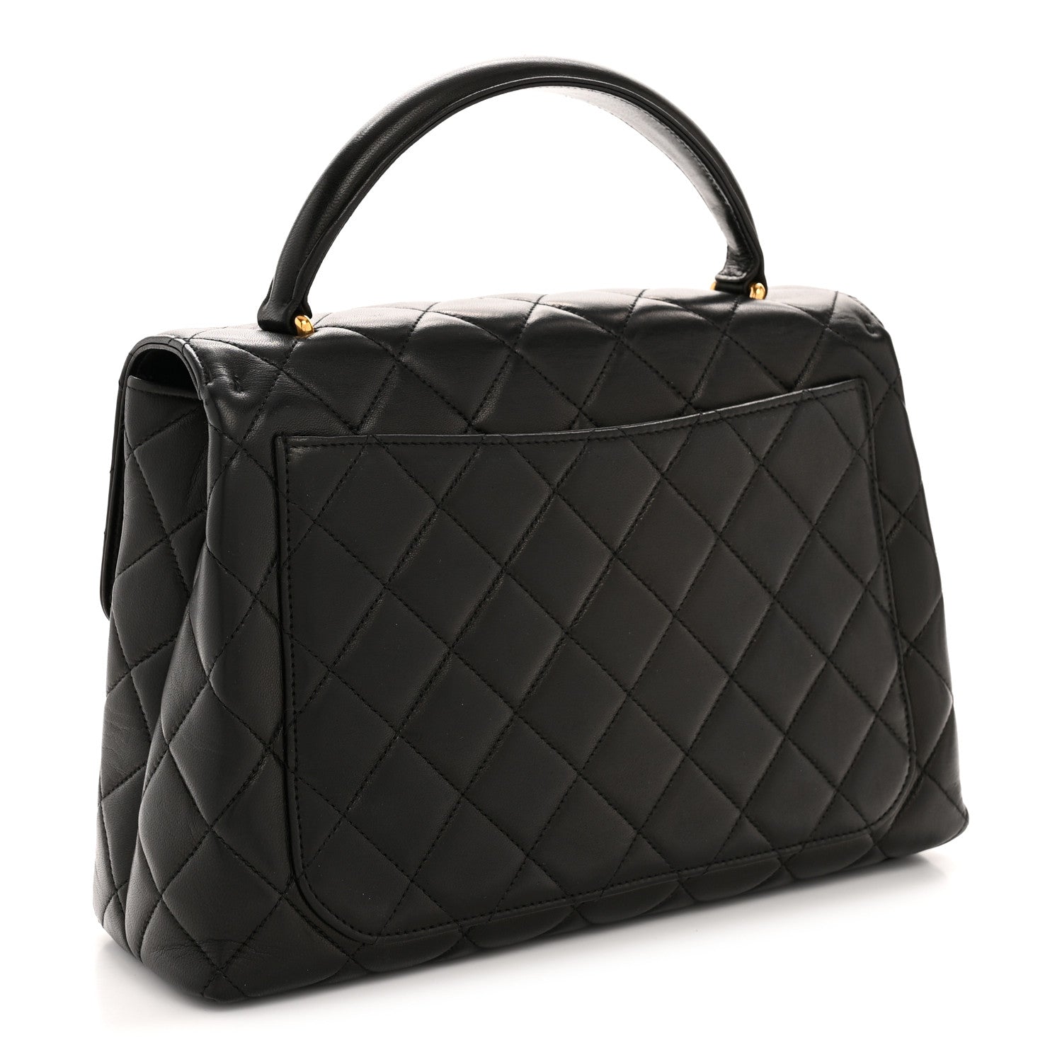 Lambskin Quilted Medium Kelly Flap Bag Black