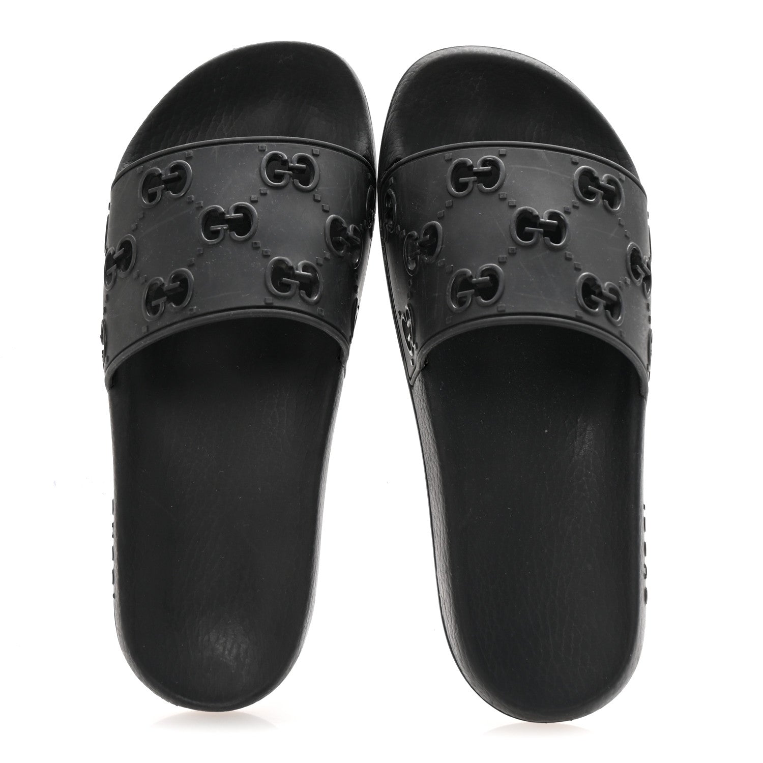 Rubber GG Monogram Perforated Womens Slide Sandals 40 Black
