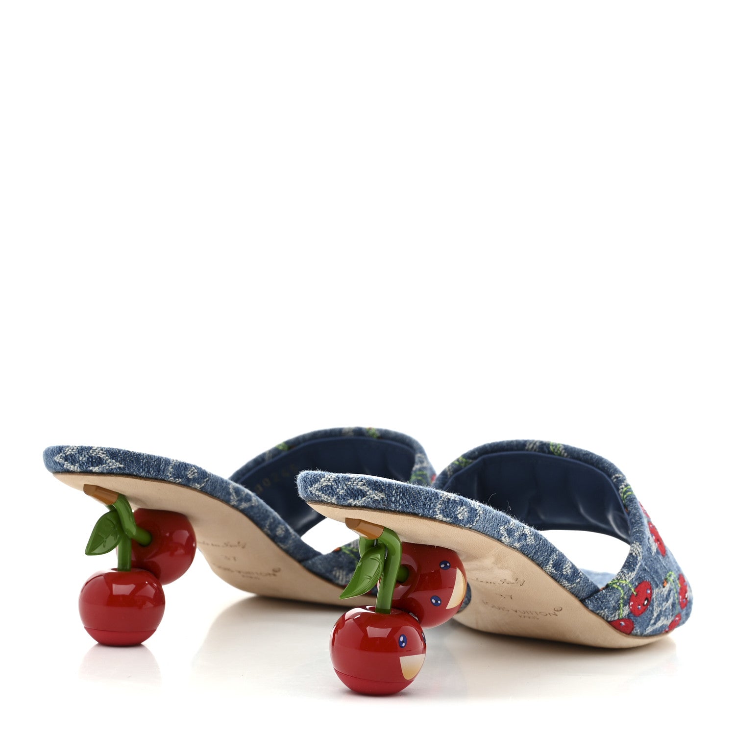 LV X TM Monogram Denim Cerises Lily Mules 37 Blue