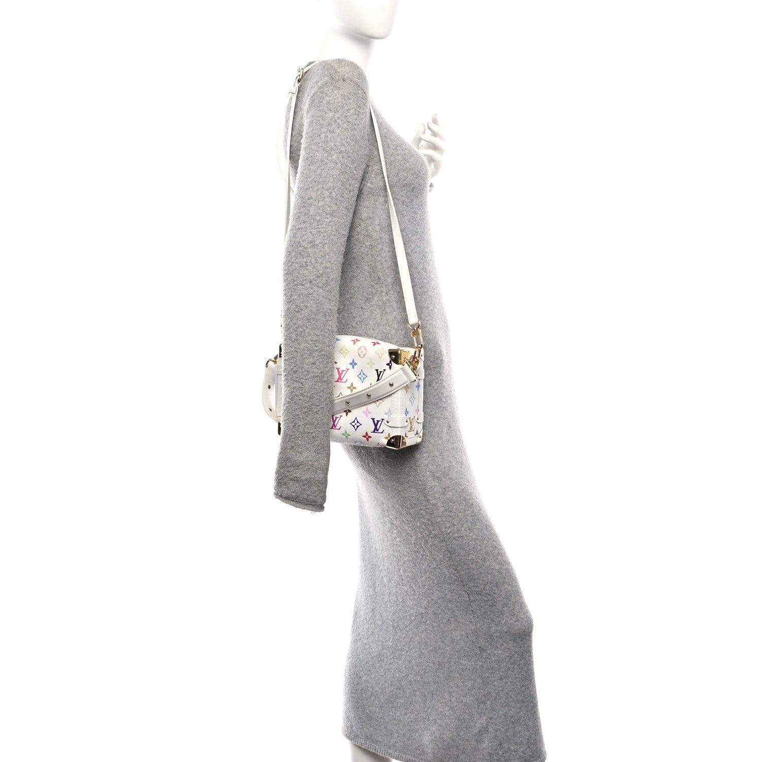 LV x TM Cowhide Monogram Multicolor Side Trunk MM White
