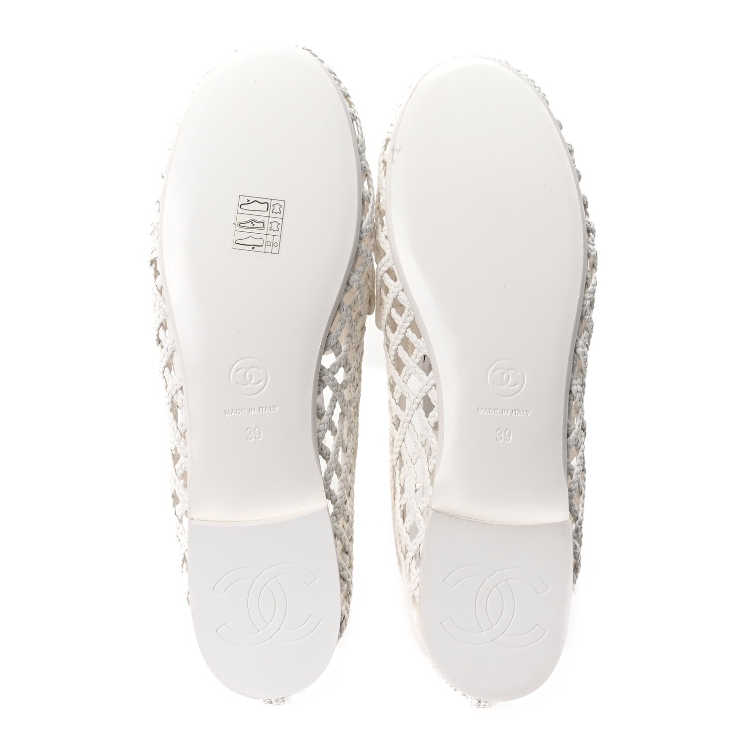 Braided Lambskin CC Mocassin Loafers 39 White