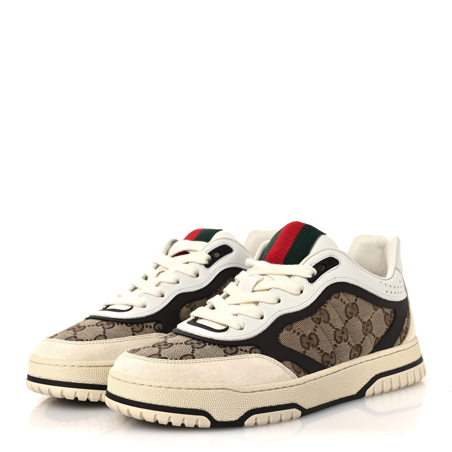 Monogram Suede Re-Web Sneakers 6 Ivory Beige Ebony