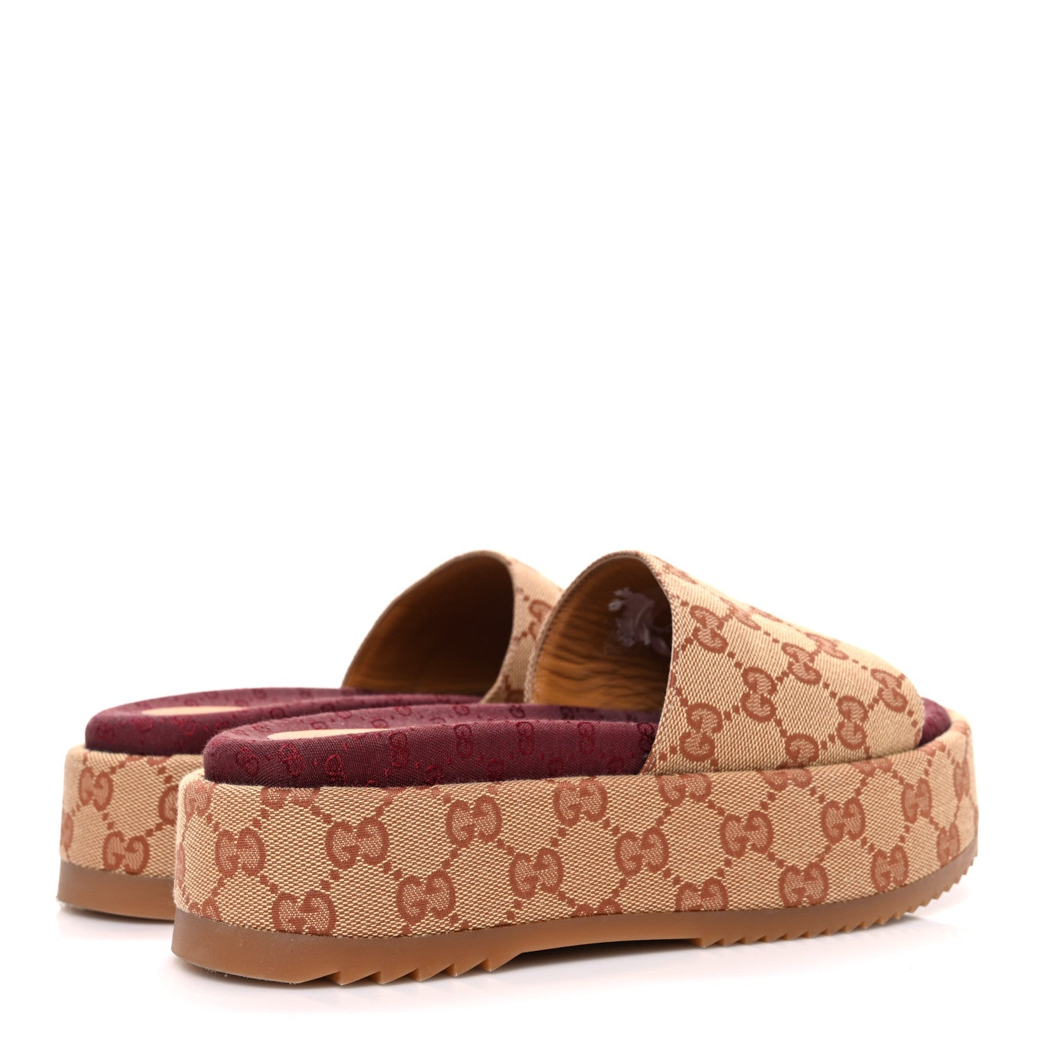 Canvas GG Monogram Angelina Platform Slide Sandals 36.5 Beige Ruggine