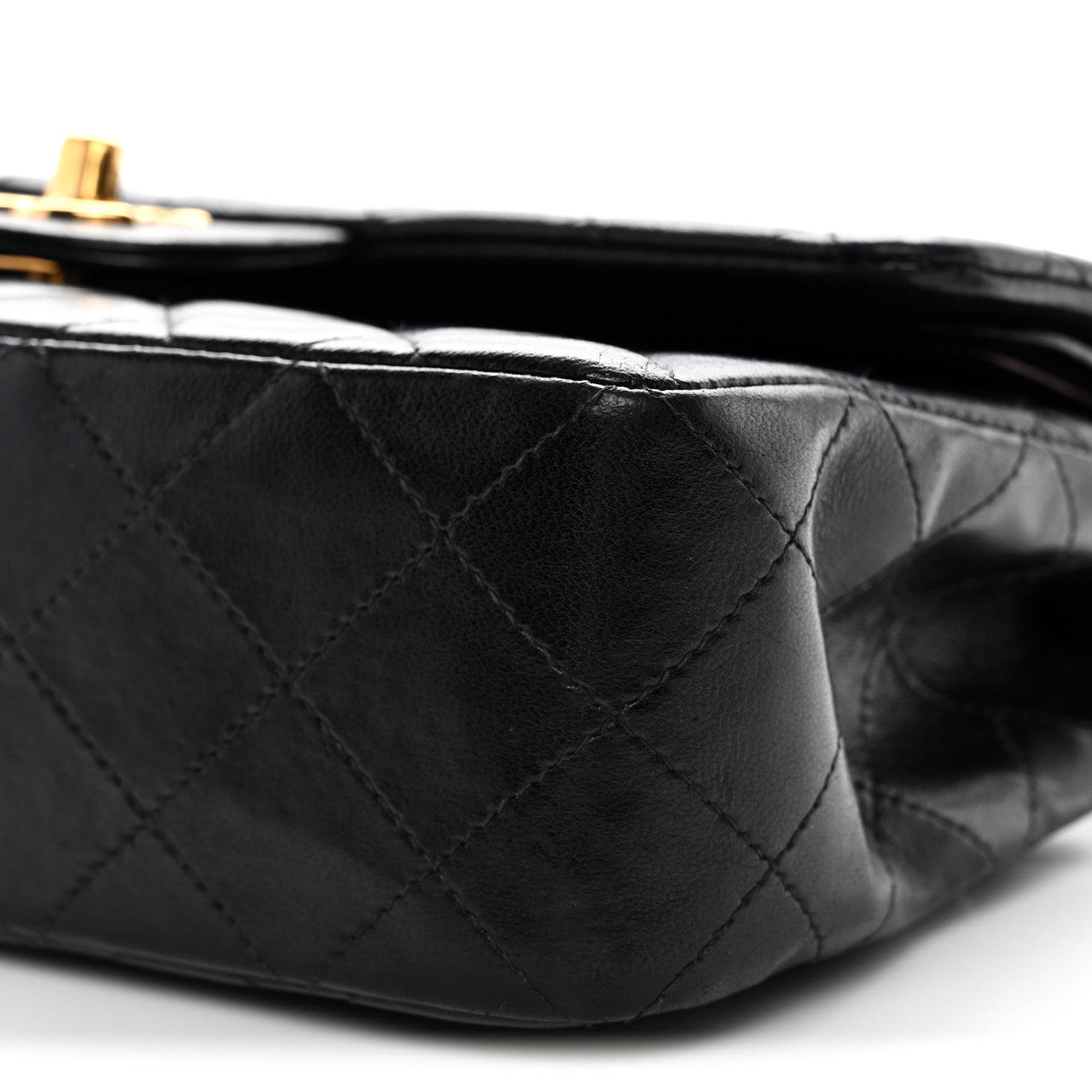 Lambskin Quilted Small Double Flap Black