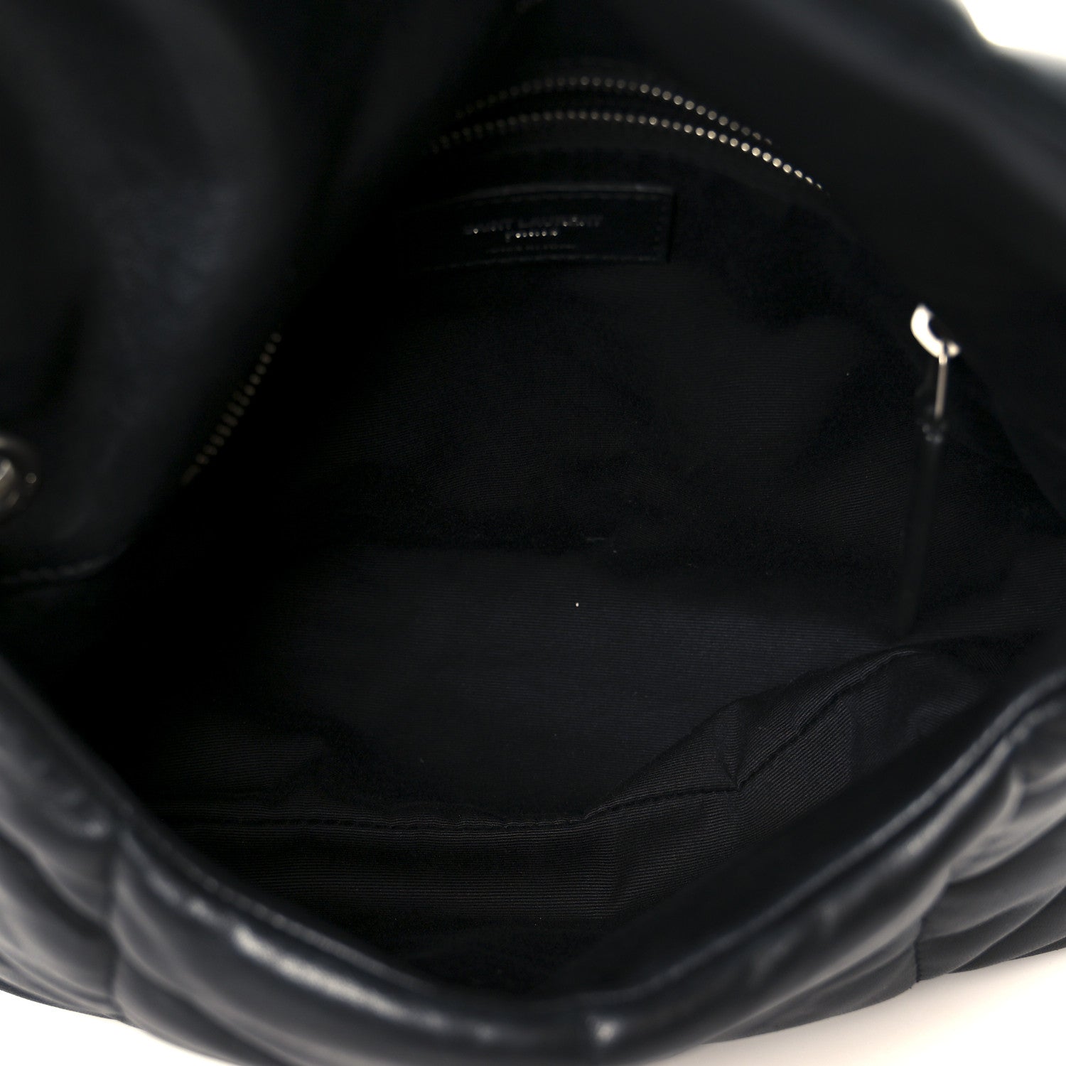 Lambskin Quilted Small Loulou Puffer Monogram Chain Satchel Black