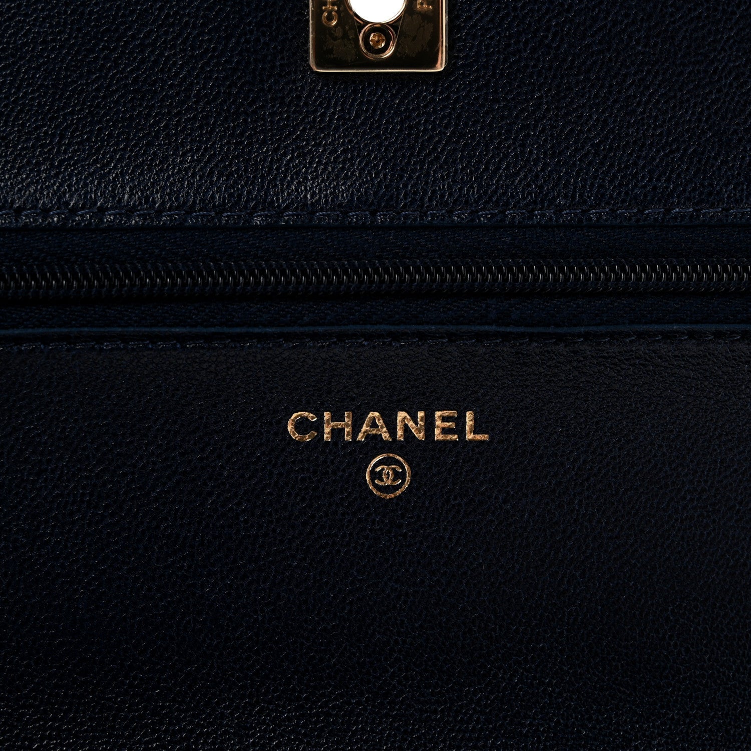 Lambskin Quilted Hold The Line Wallet On Chain WOC Dark Blue