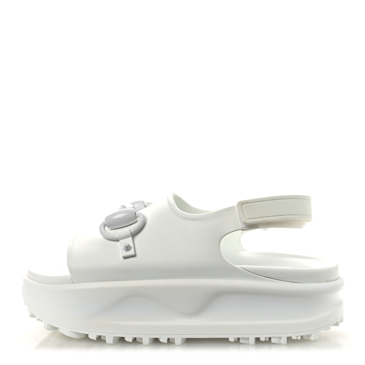 Soft Rubber Horsebit Touch Womens Strapped Sandals 38 Great White