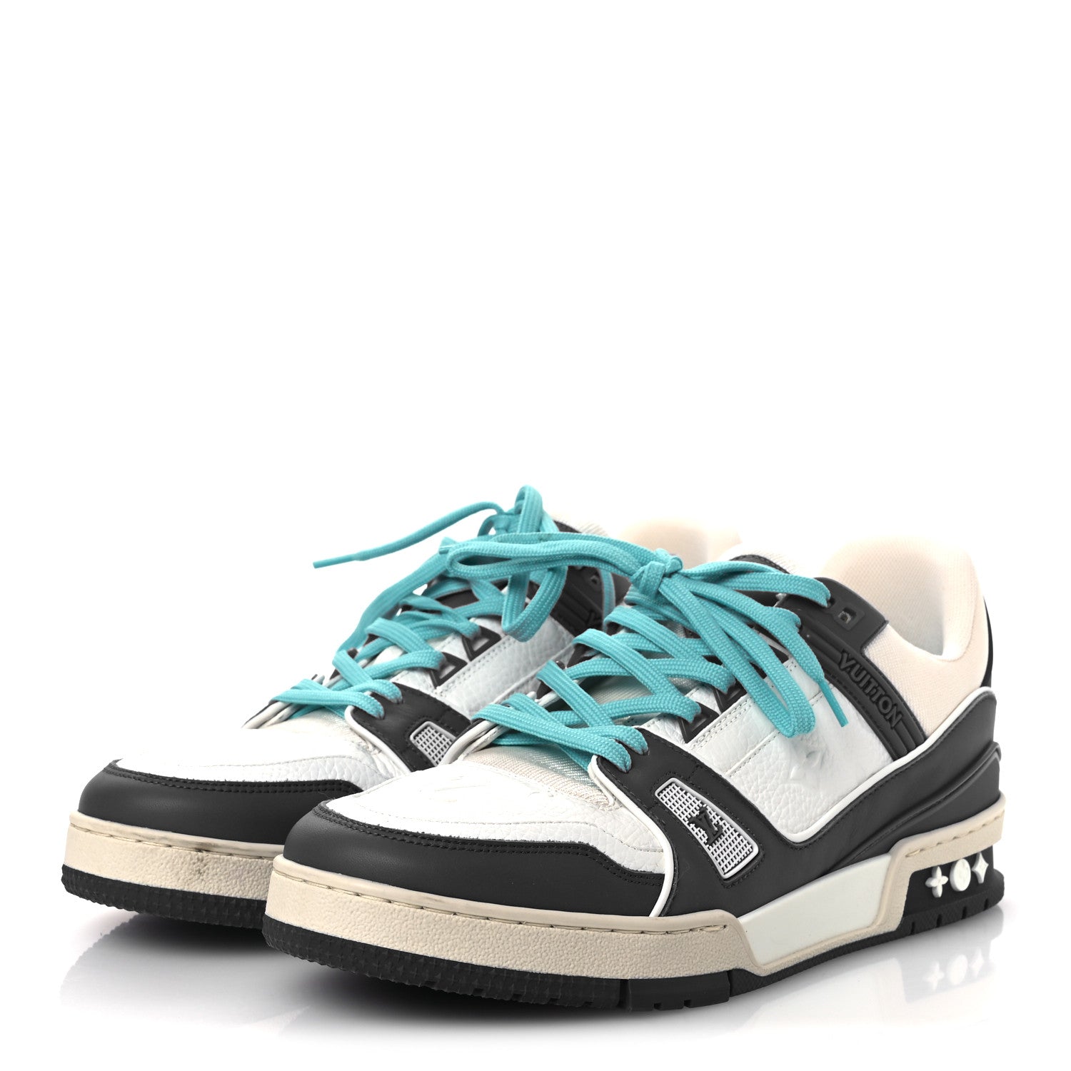 Calfskin Embossed Monogram Mens LV Trainer Sneakers 8.5 Blue
