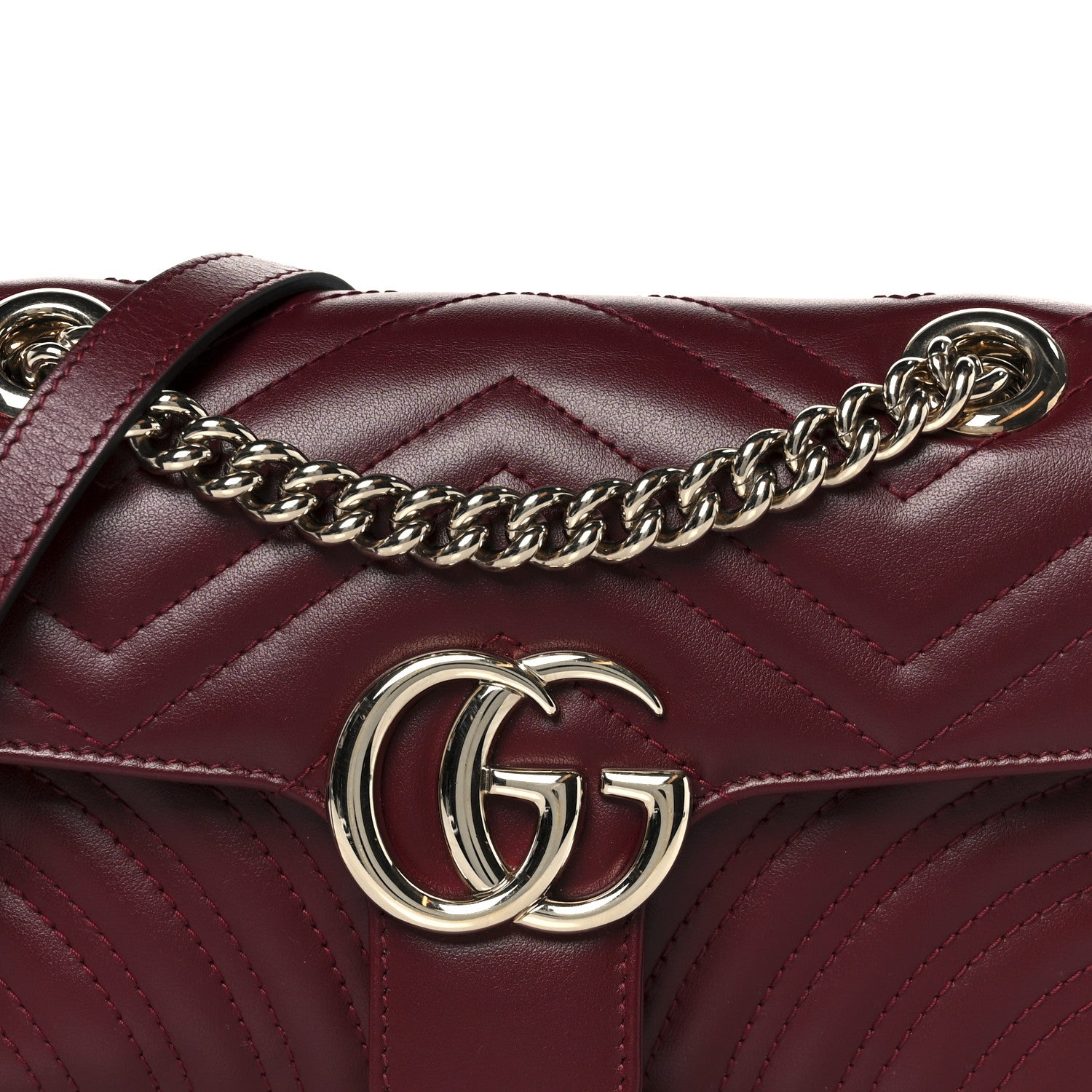 Lambskin Matelasse Small GG Marmont Shoulder Bag Rosso Ancora