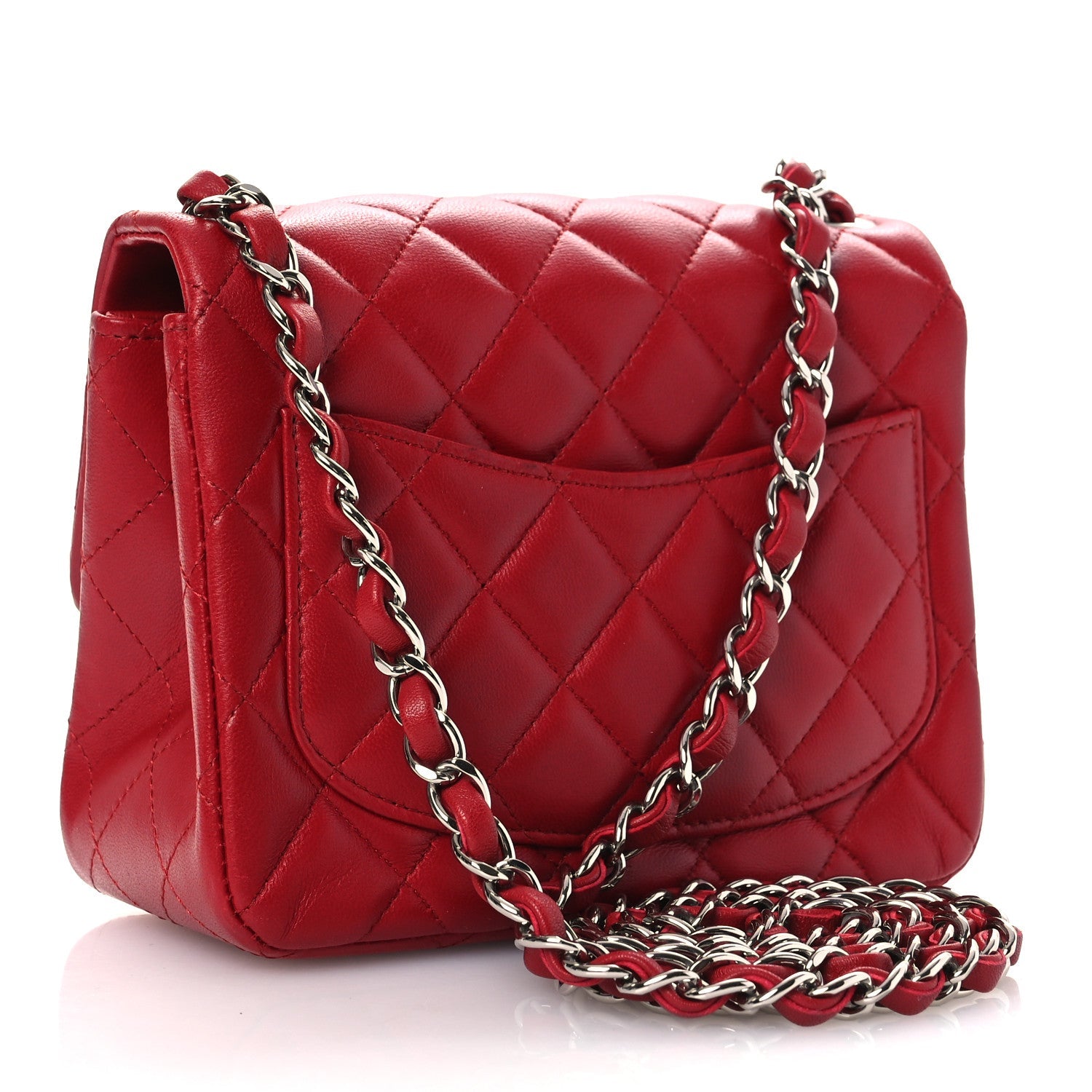 Lambskin Quilted Mini Square Flap Red