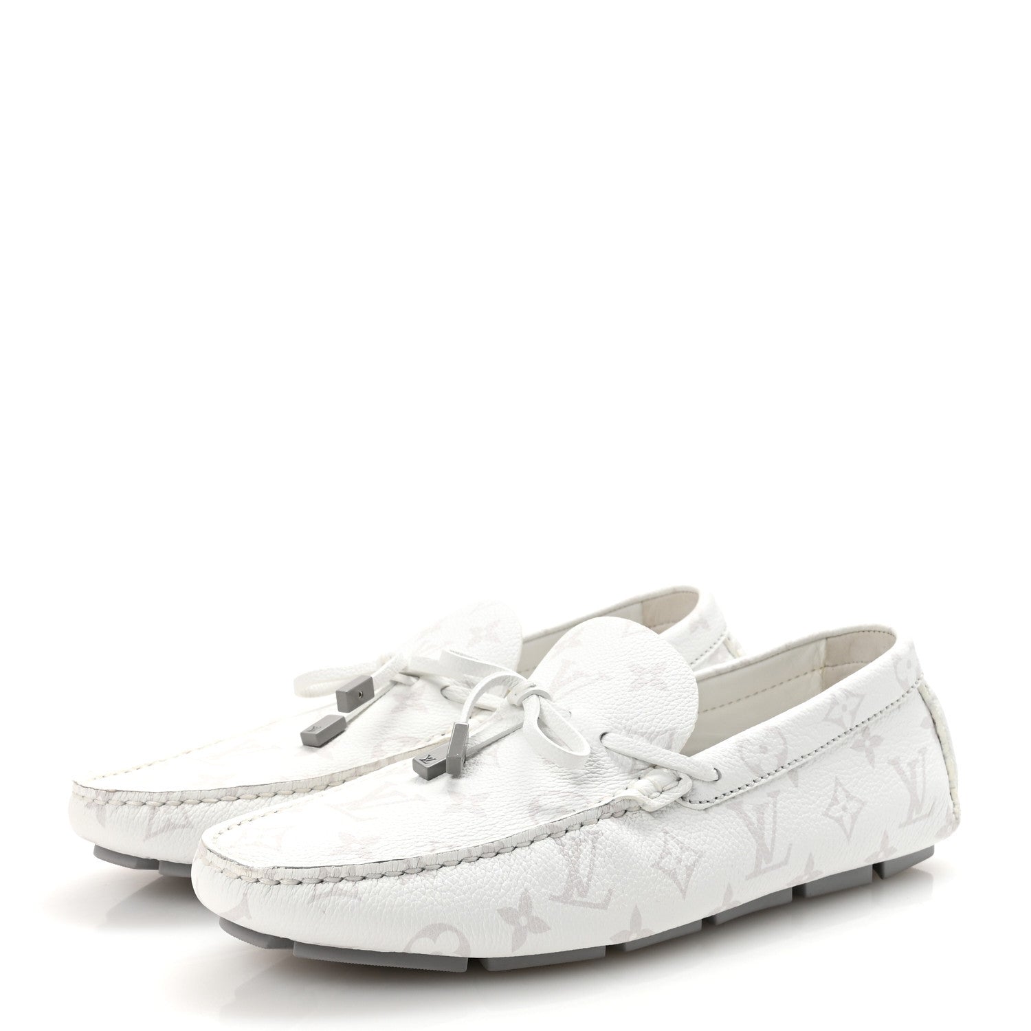 Monogram LV Driver Moccasin Loafers 7.5 White