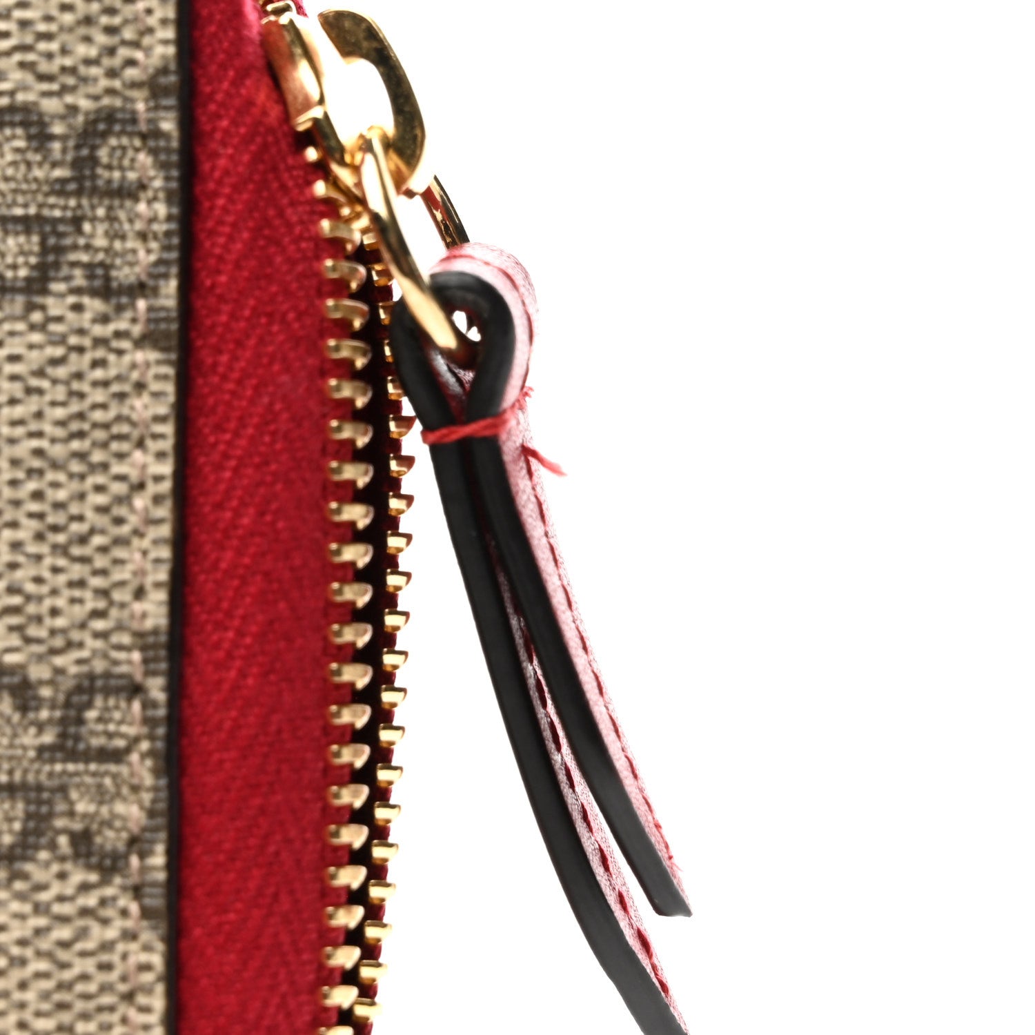 GG Supreme Monogram Mystic Cat Zip Around Wallet Red