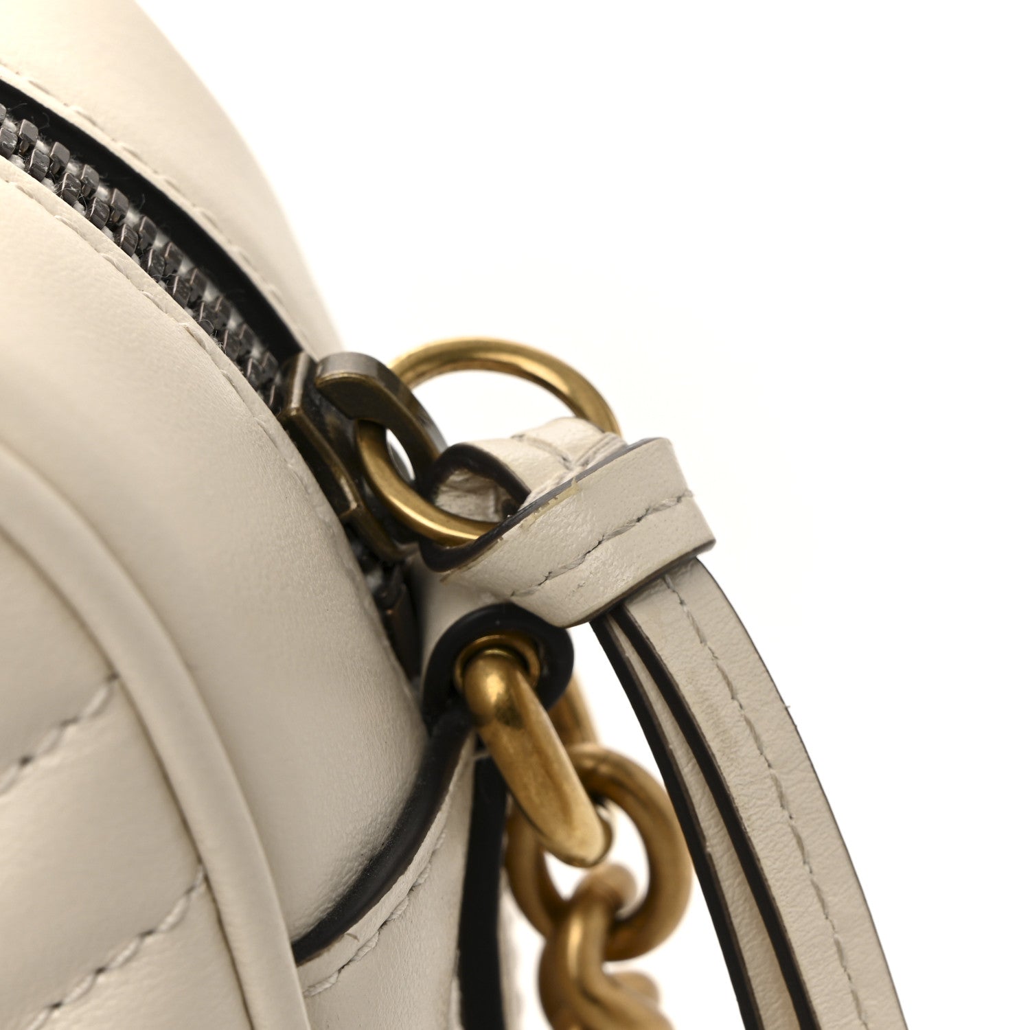 Calfskin Matelasse Small GG Marmont Chain Shoulder Bag White