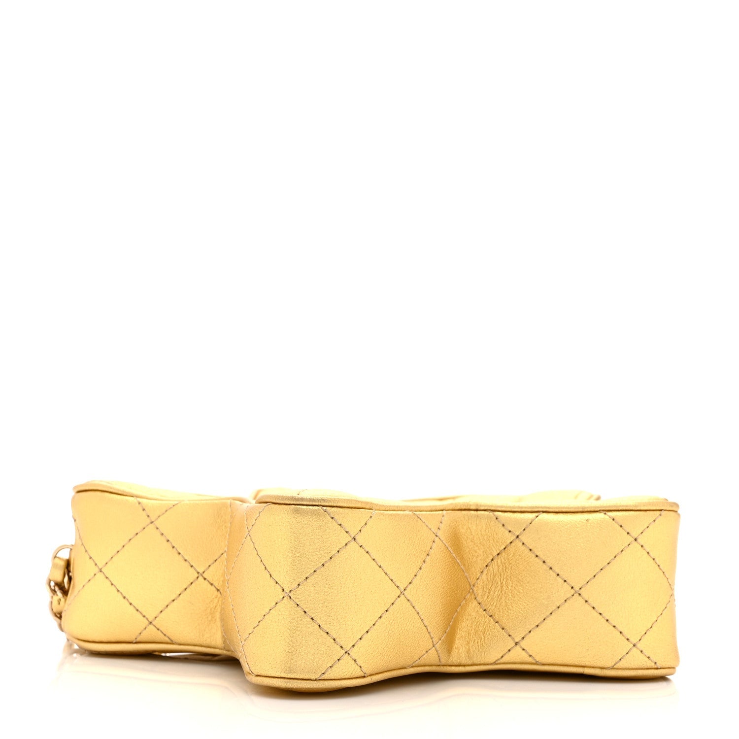 Metallic Lambskin Quilted Walk Of Fame Star Bag Gold