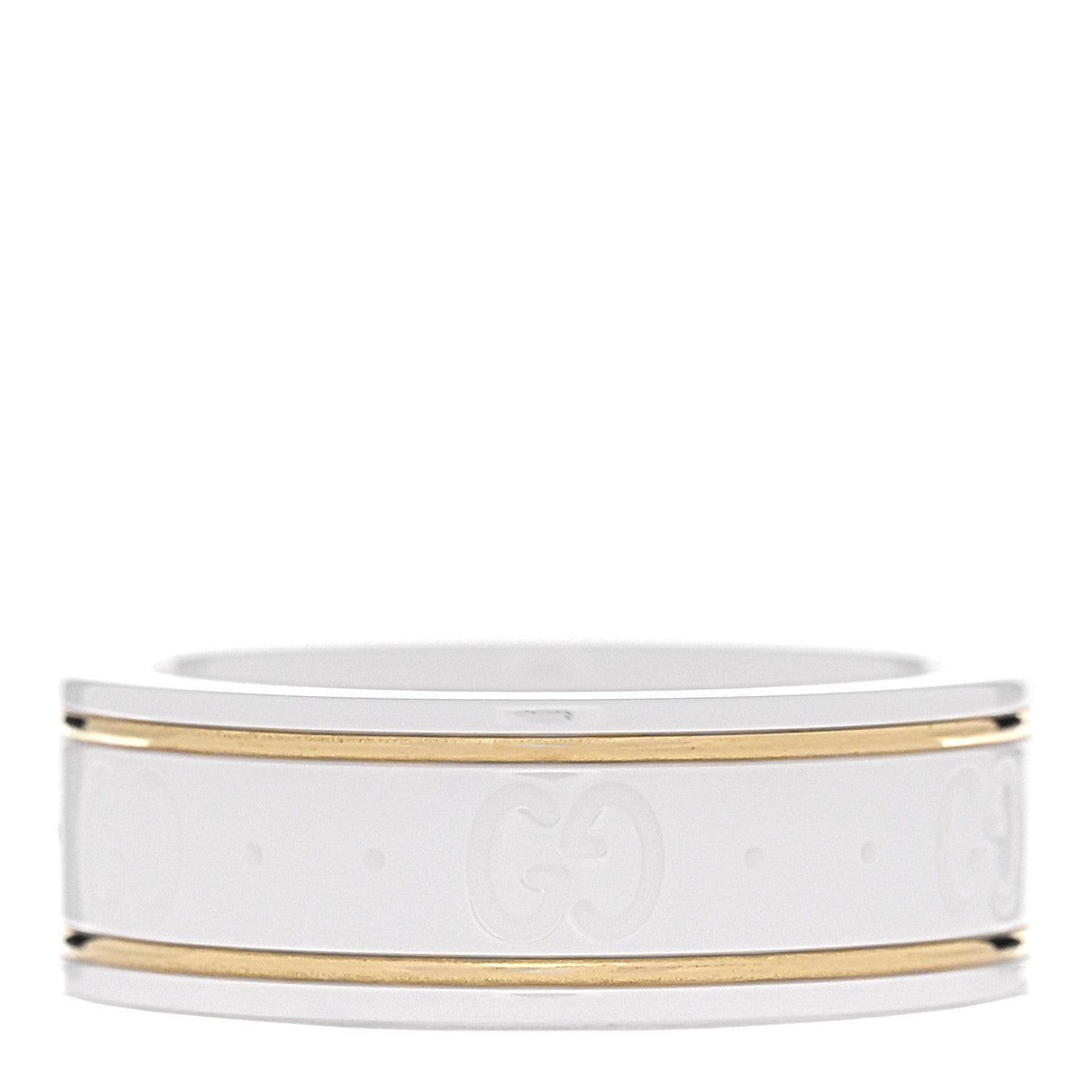 18K Yellow Gold Zirconia 7mm Icon Band Ring 53 6.5 White