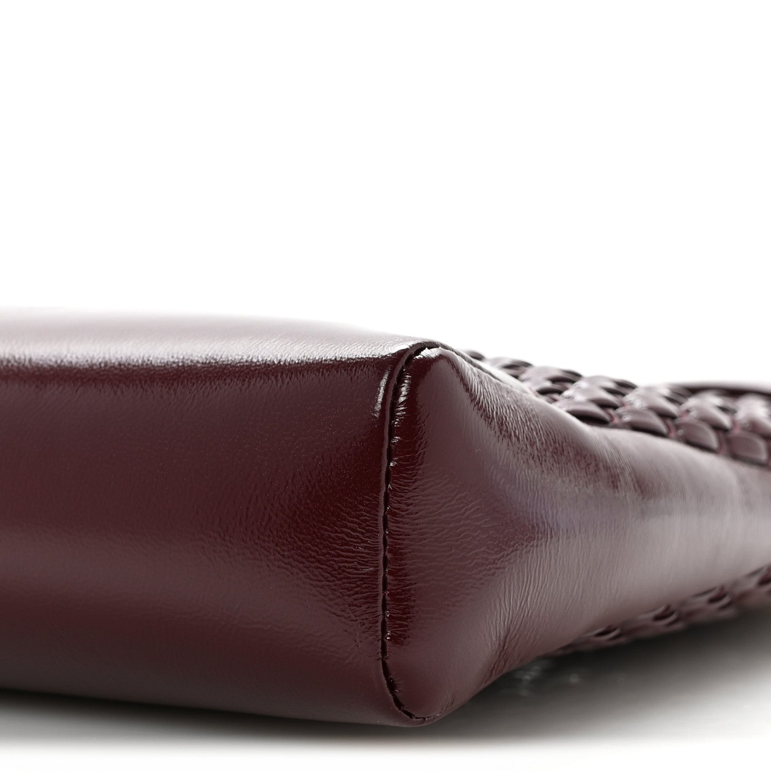 Shiny Lambskin Patent Calfskin Quilted Mini 31 Shopping Bag Dark Burgundy
