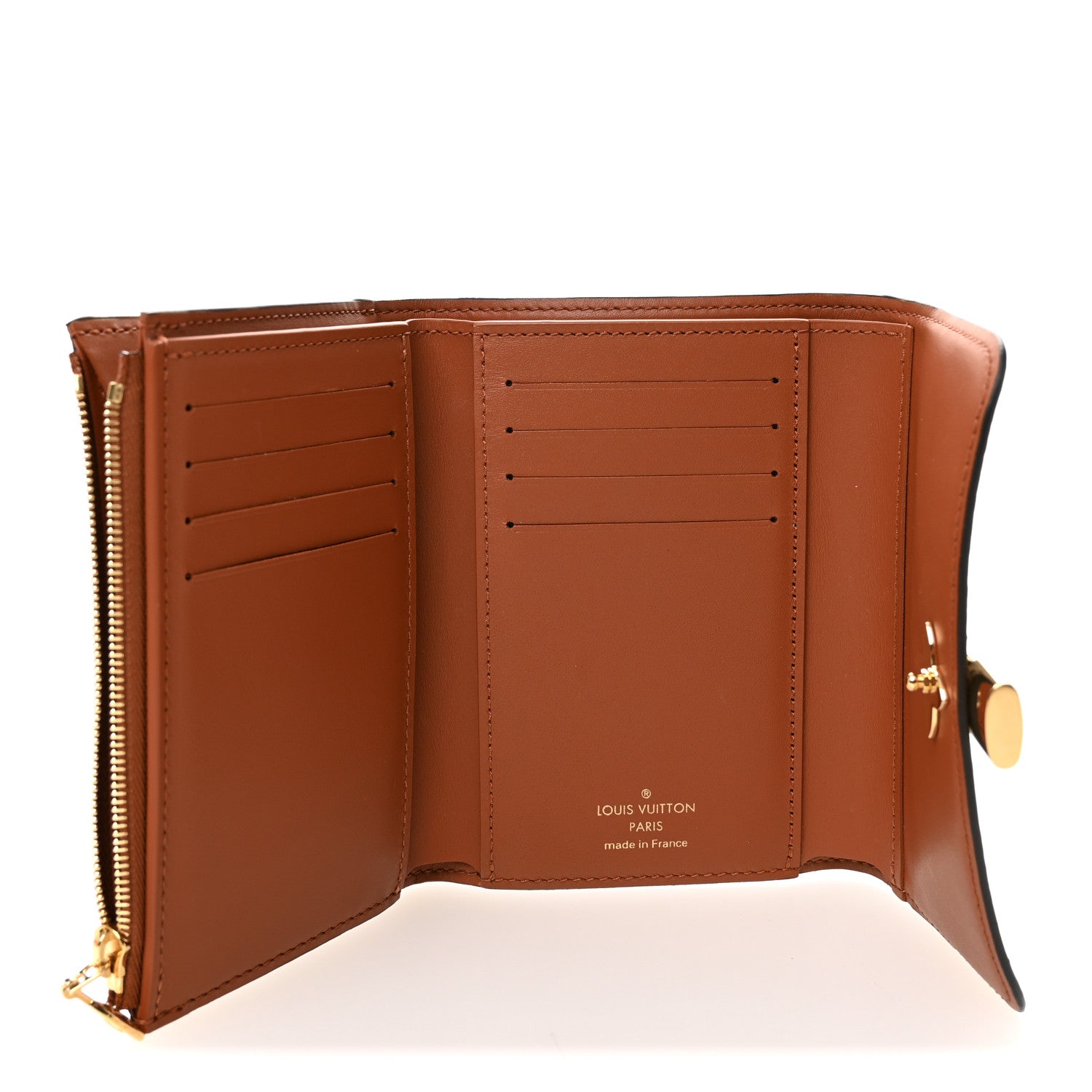 Monogram Flower Lock Compact Wallet Caramel
