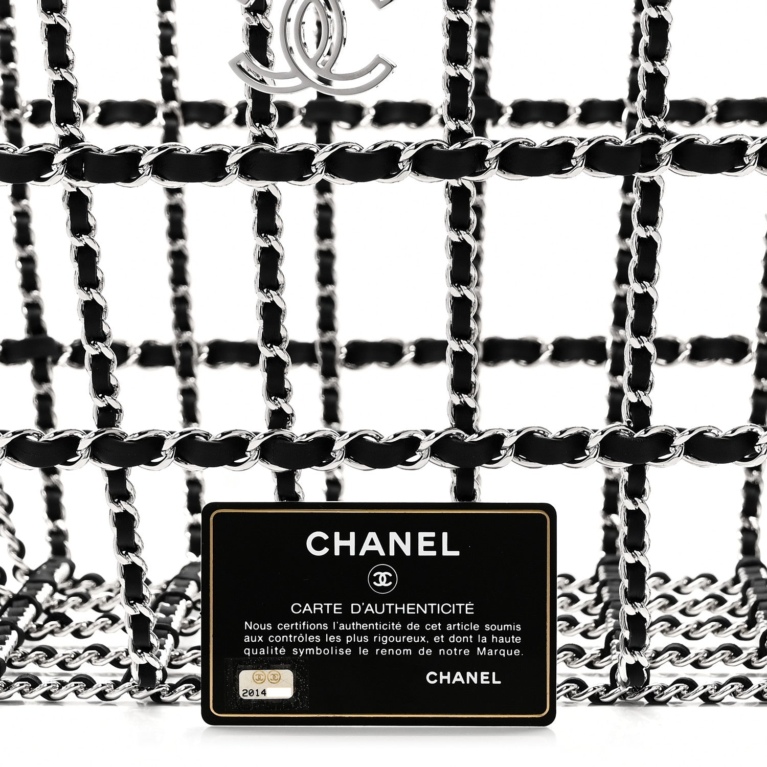 Brass Calfskin Large Grocery By Chanel Shopping Basket Silver