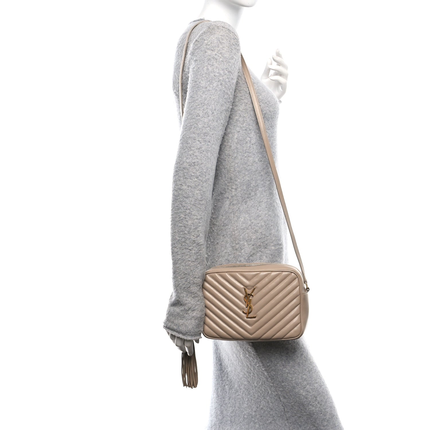 Calfskin Matelasse Monogram Lou Camera Bag Dark Beige