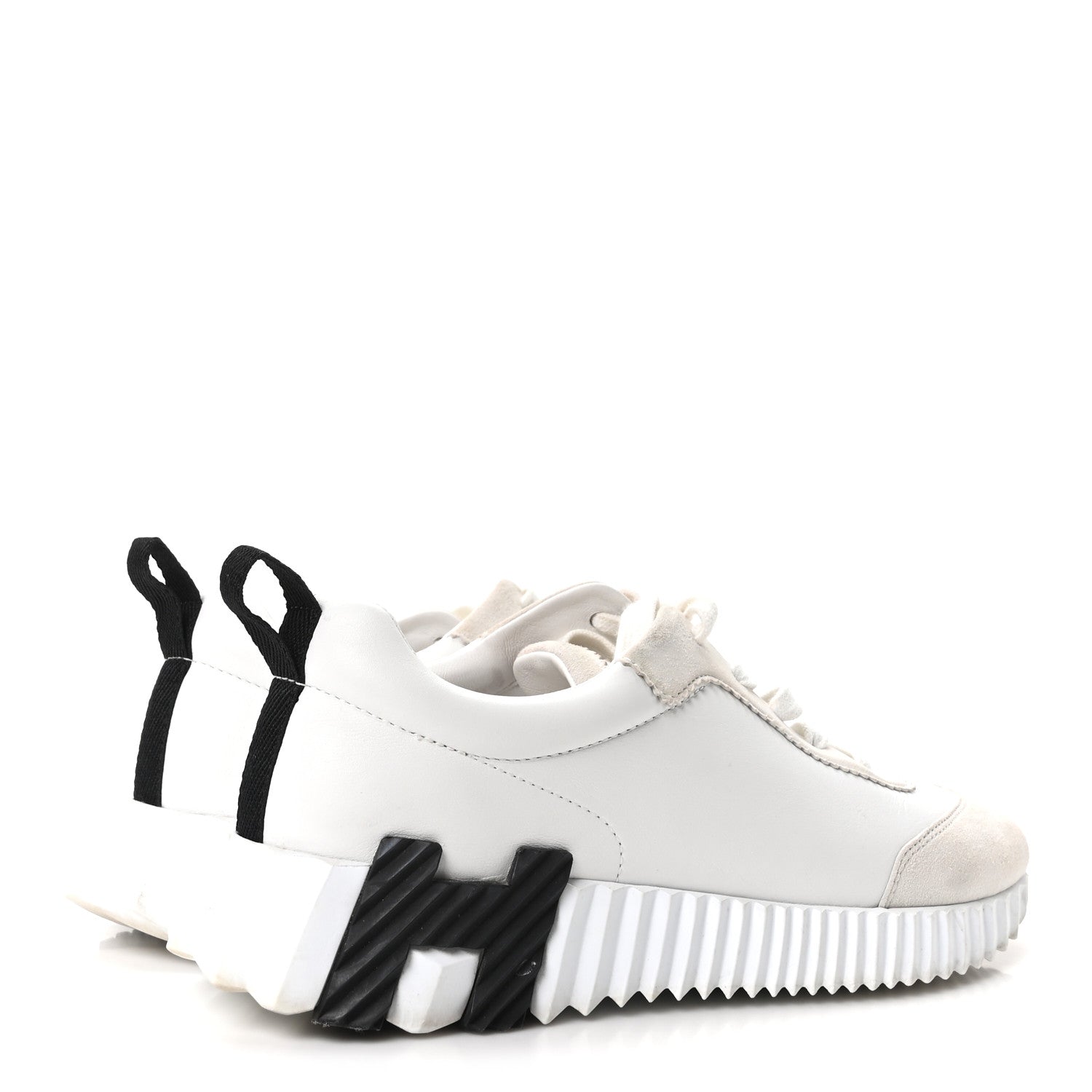 Calfskin Suede Goatskin Bouncing Sneakers 37.5 White Black