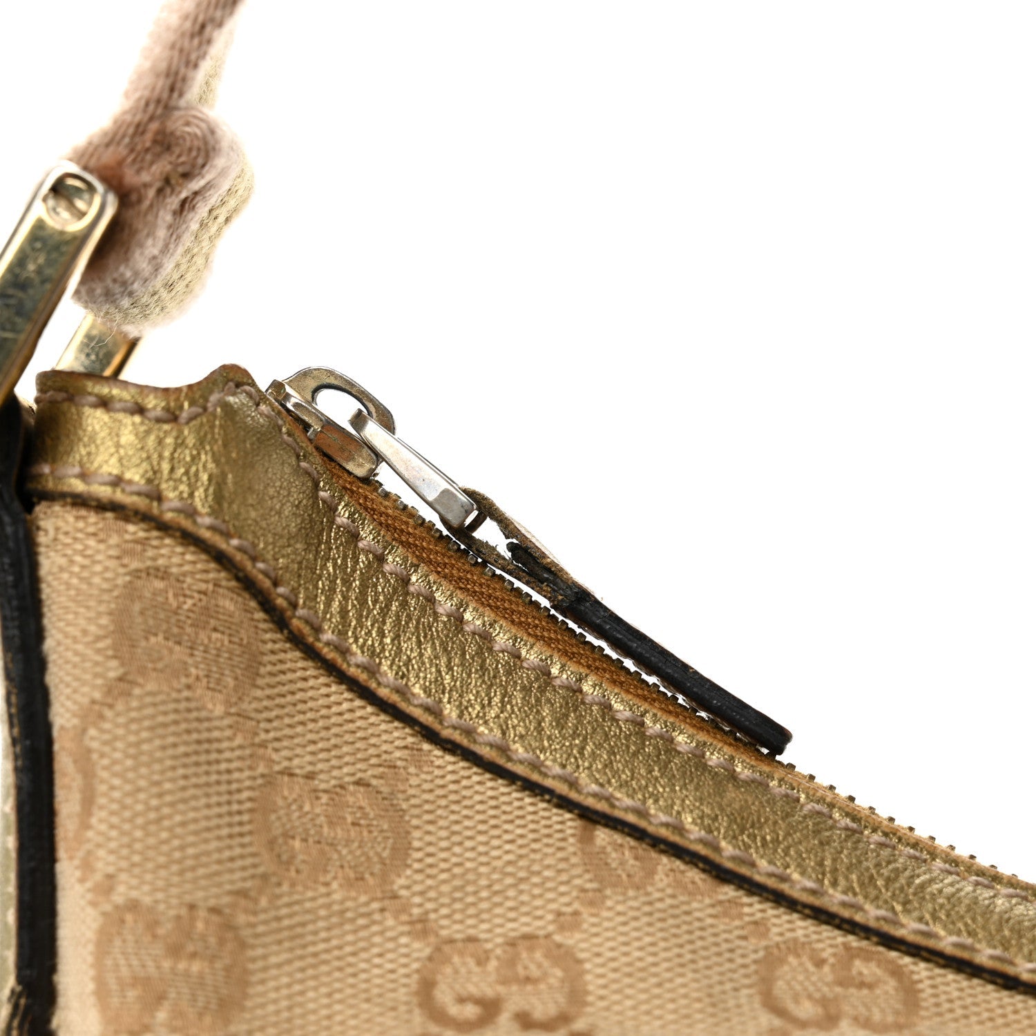 Monogram Web Medium Half Moon Hobo Gold Pink