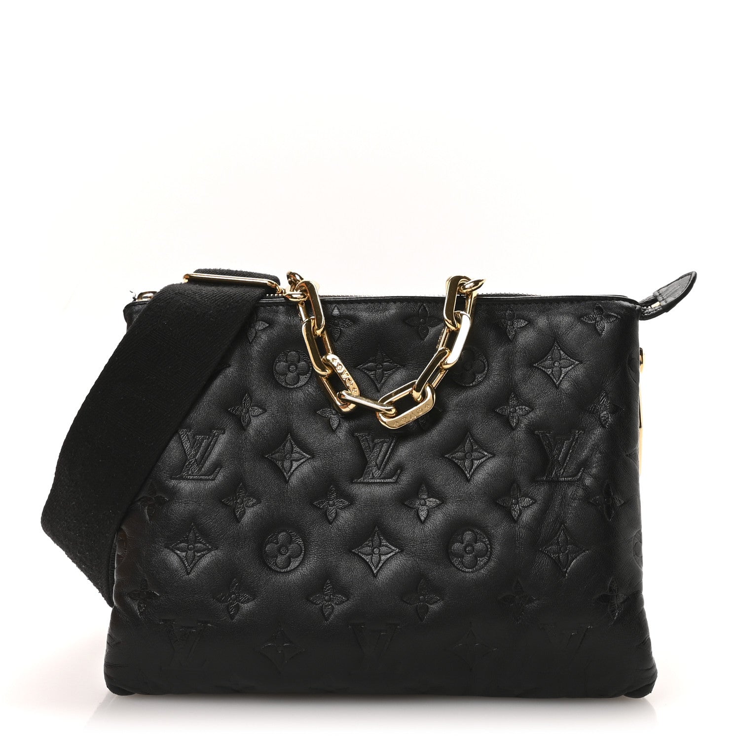 Lambskin Embossed Monogram Coussin PM Black