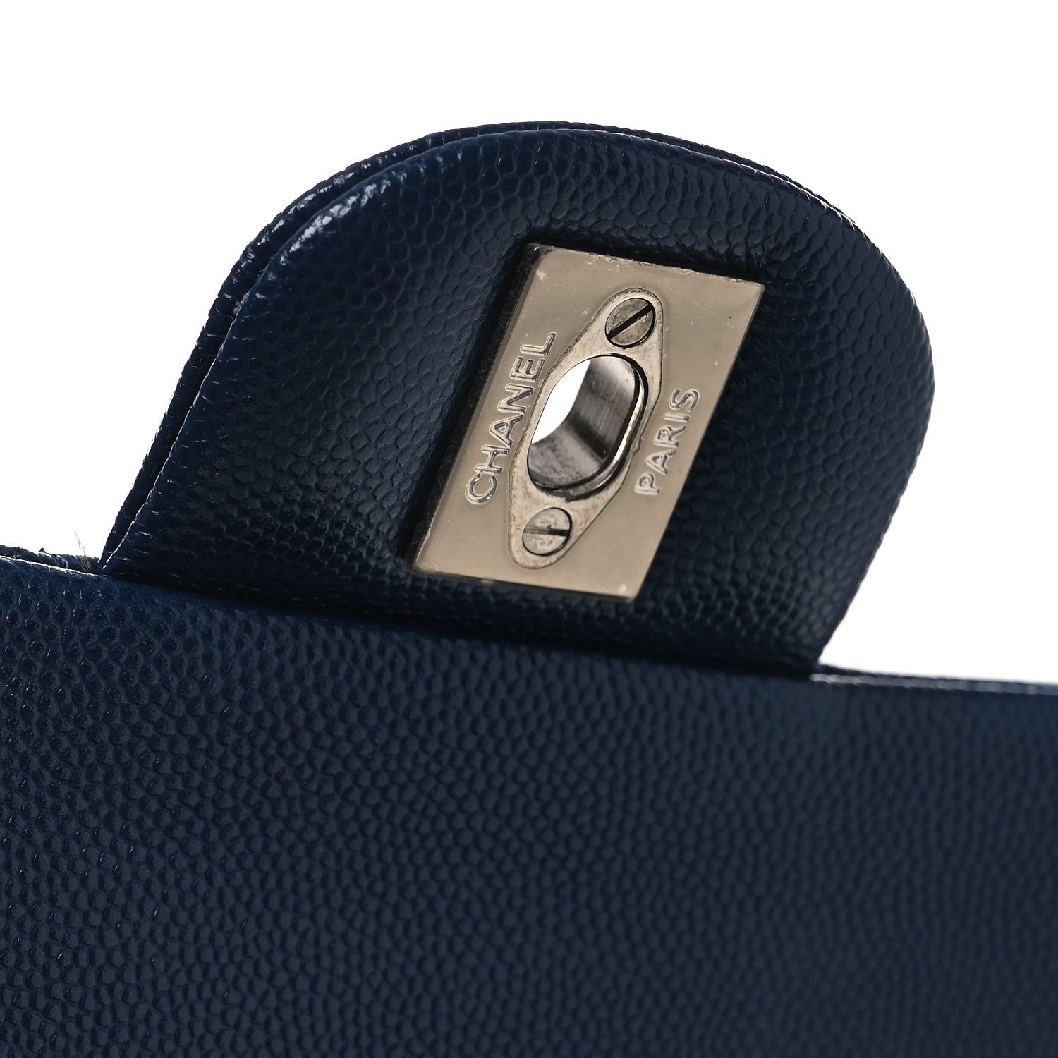 Caviar Quilted Medium Double Flap Navy