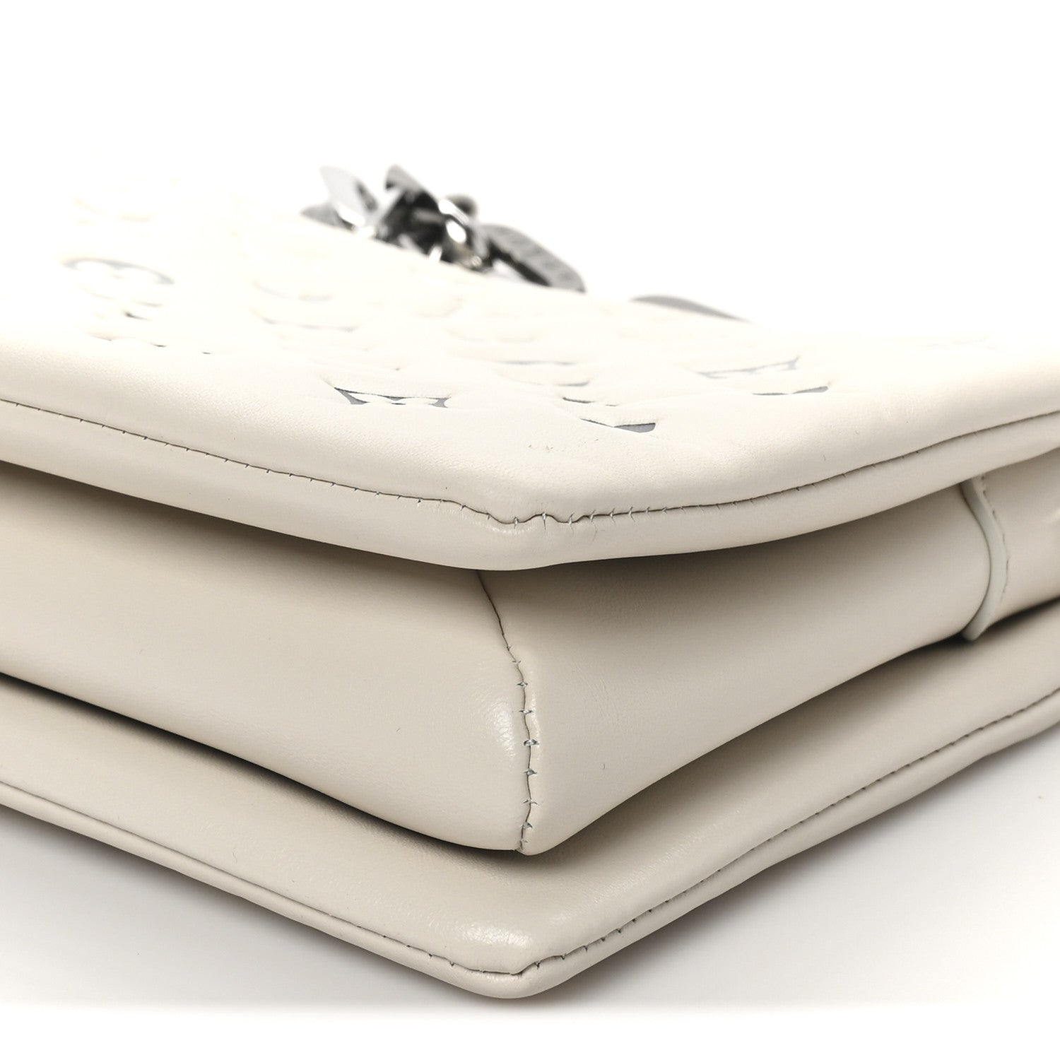 Lambskin Embossed Monogram Coussin PM Cream Grey