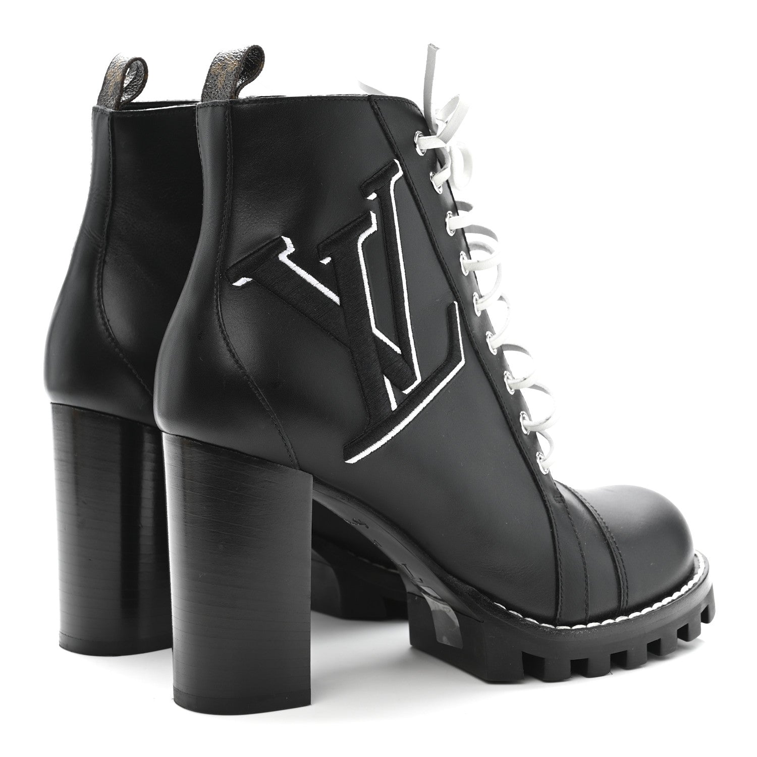 Calfskin Monogram Star Trail Ankle Boots 41 Black