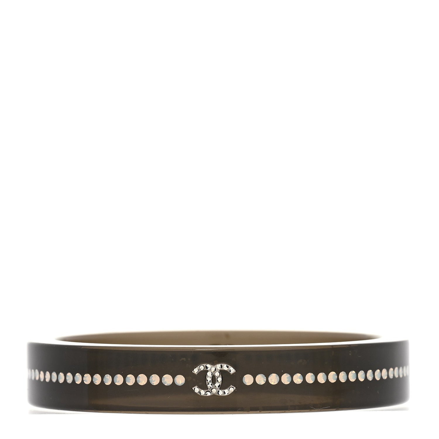 Resin Crystal CC Bangle Bracelet Black