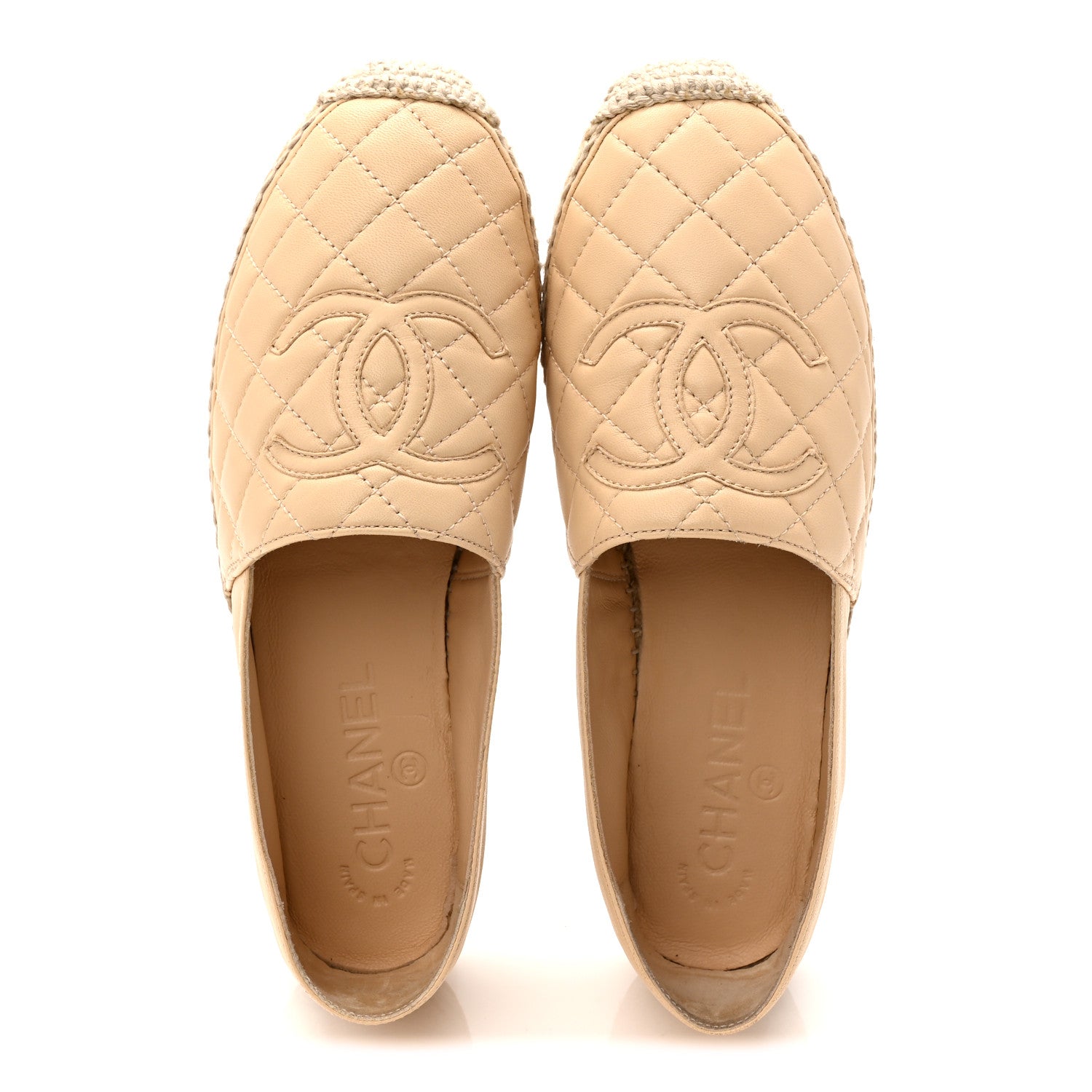 Lambskin Quilted CC Espadrilles 36 Beige