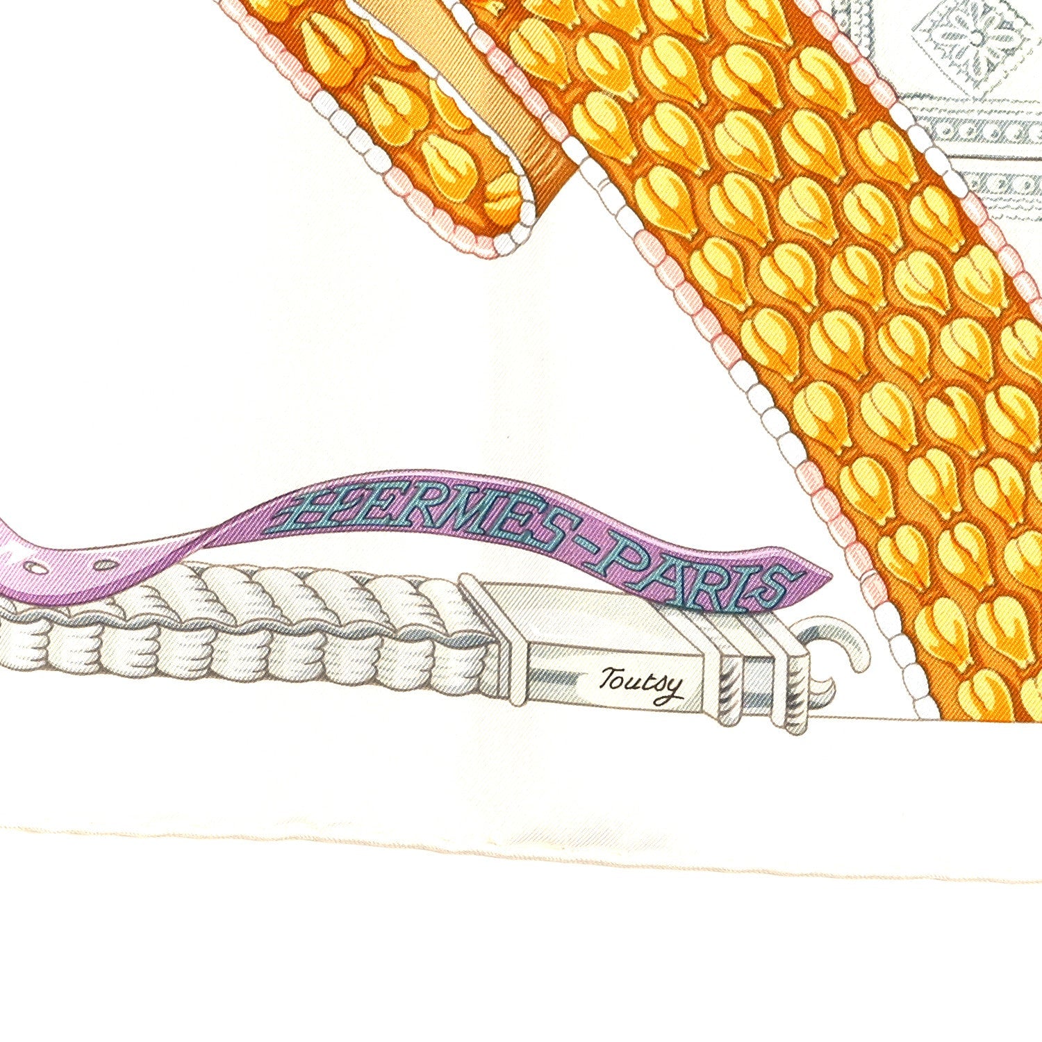 Silk Ceintures et Liens Scarf 90 White Corail Multicolor