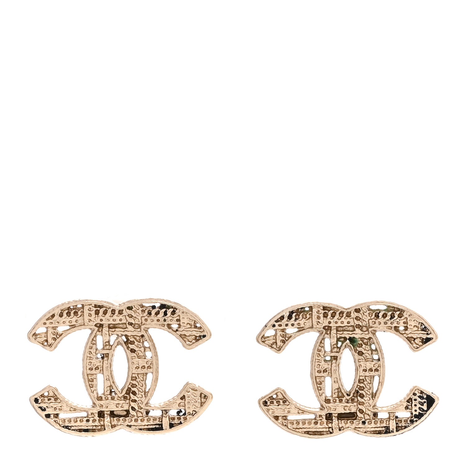 Tweed Effect CC Earrings Gold
