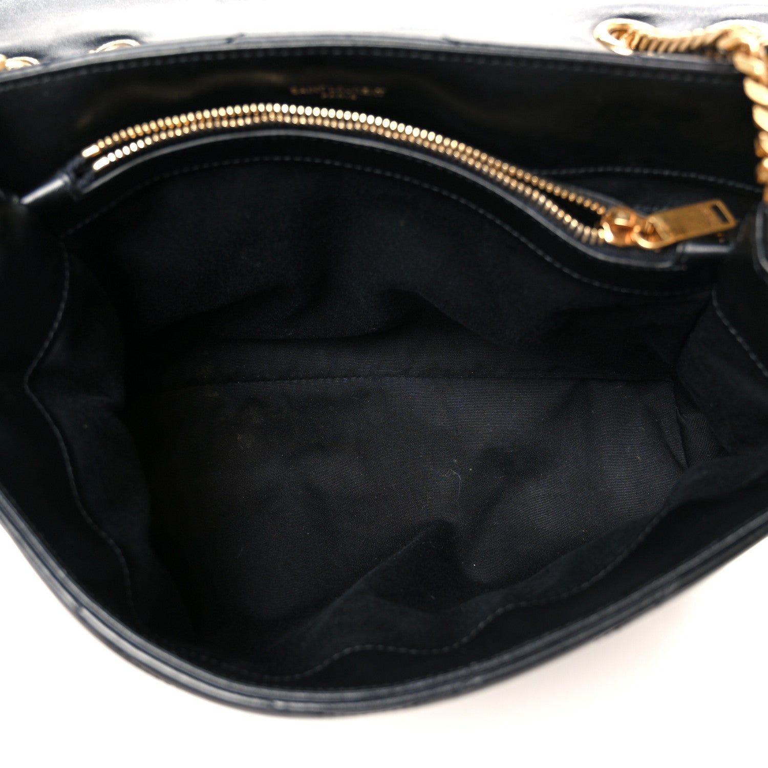 Calfskin Y Quilted Monogram Medium Loulou Chain Satchel Black