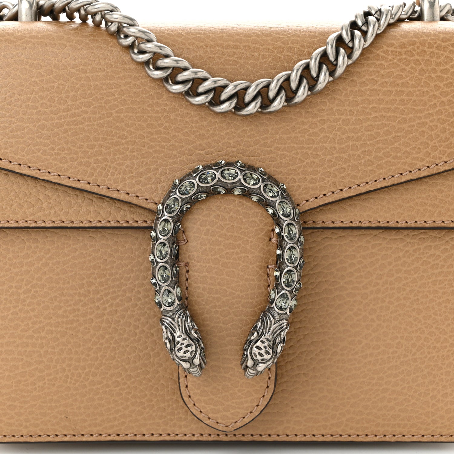 Dollar Calfskin Crystal Mini Dionysus Shoulder Bag Natural Tan Black Diamond
