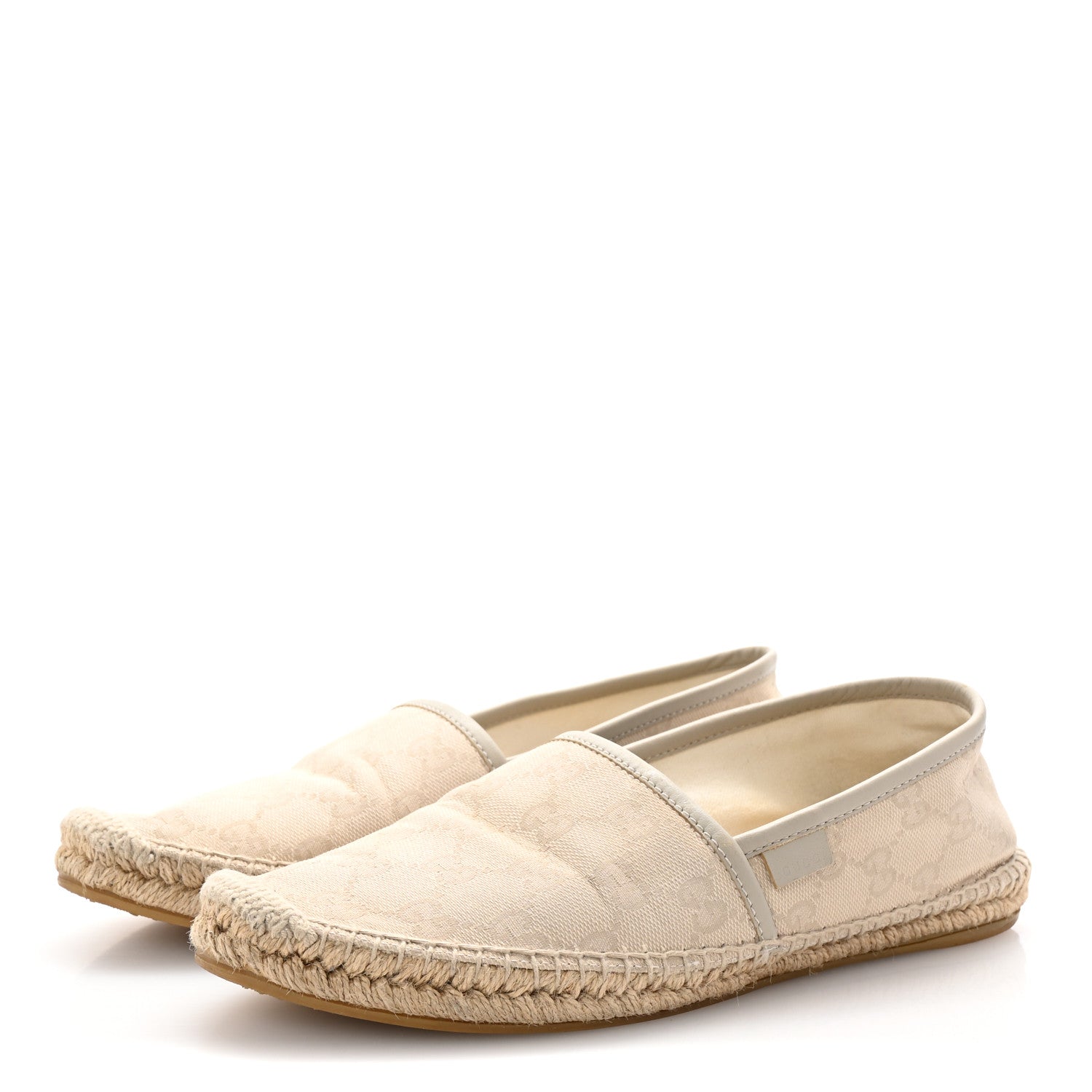 Washed Cotton Miro Soft Calfskin GG Monogram Espadrilles 39 White Mystic White