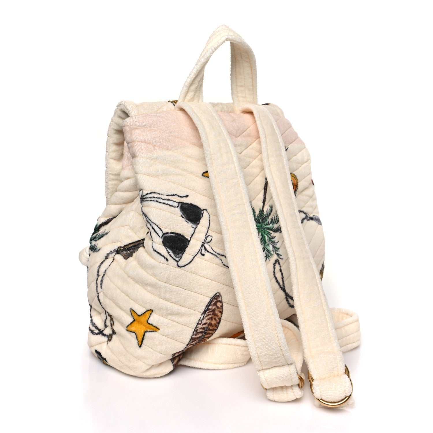 Terrycloth Summer Print Matelasse Backpack Poudre White Multicolor
