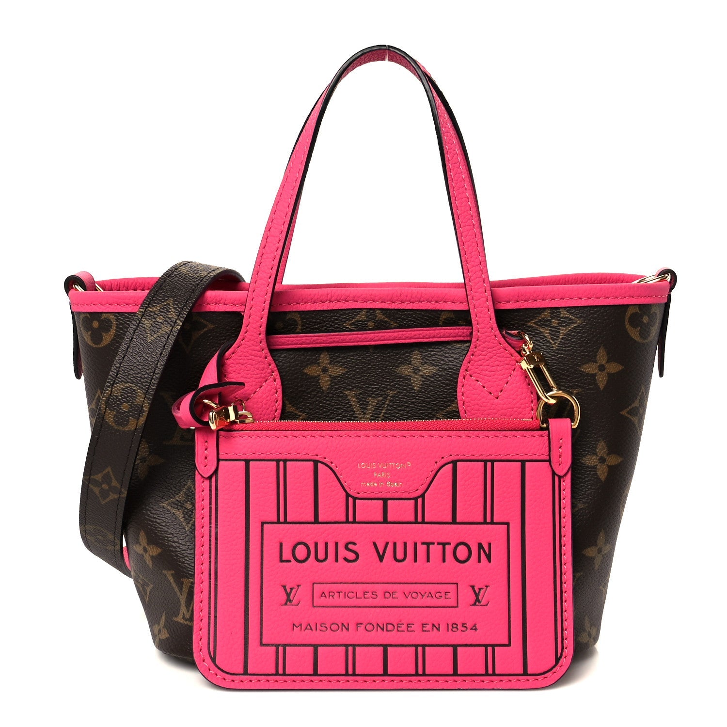 Monogram Neverfull Inside Out Bandouliere BB Rose Pondichery