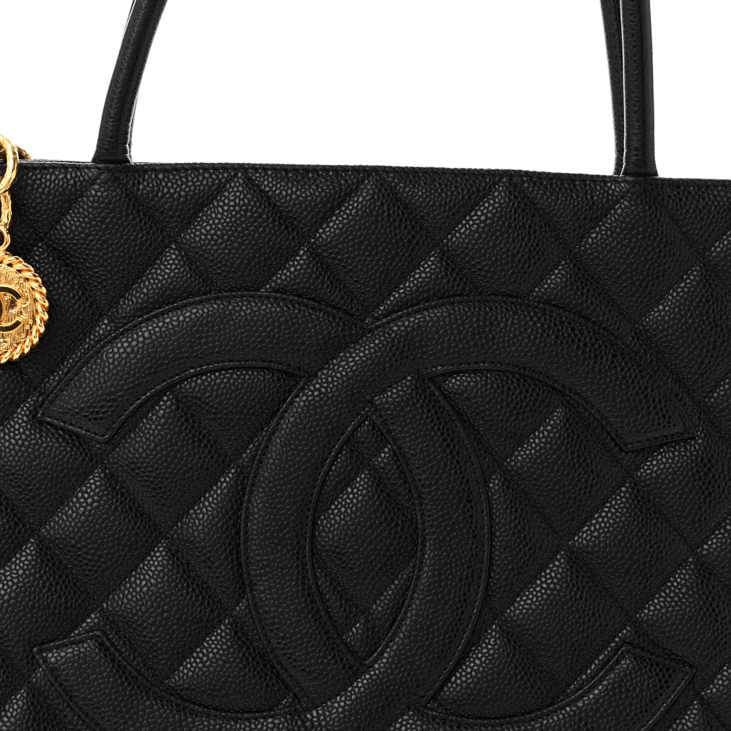 Caviar Quilted Medallion Tote Black