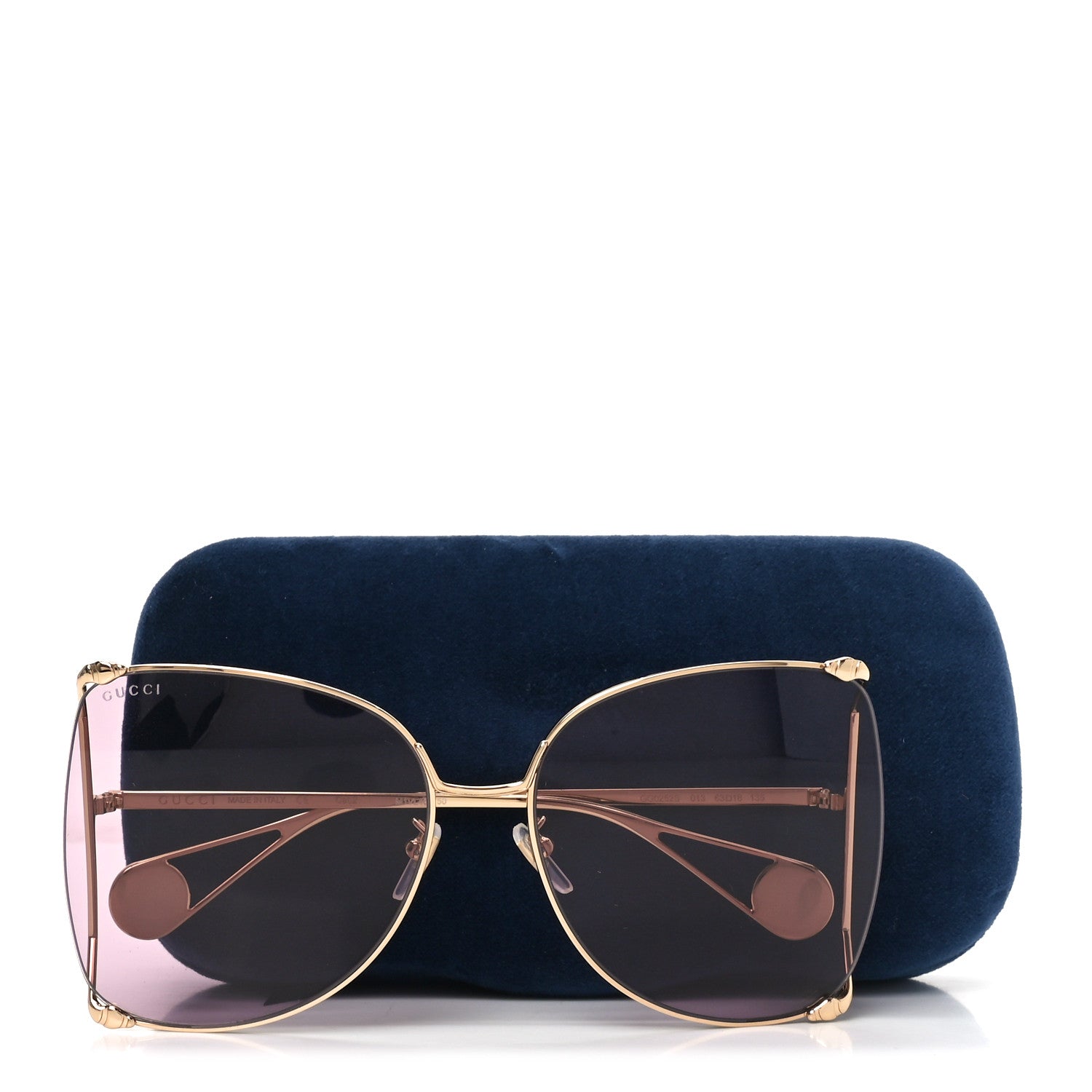 Metal Oversized Round Sunglasses GG0252S Gold Pink