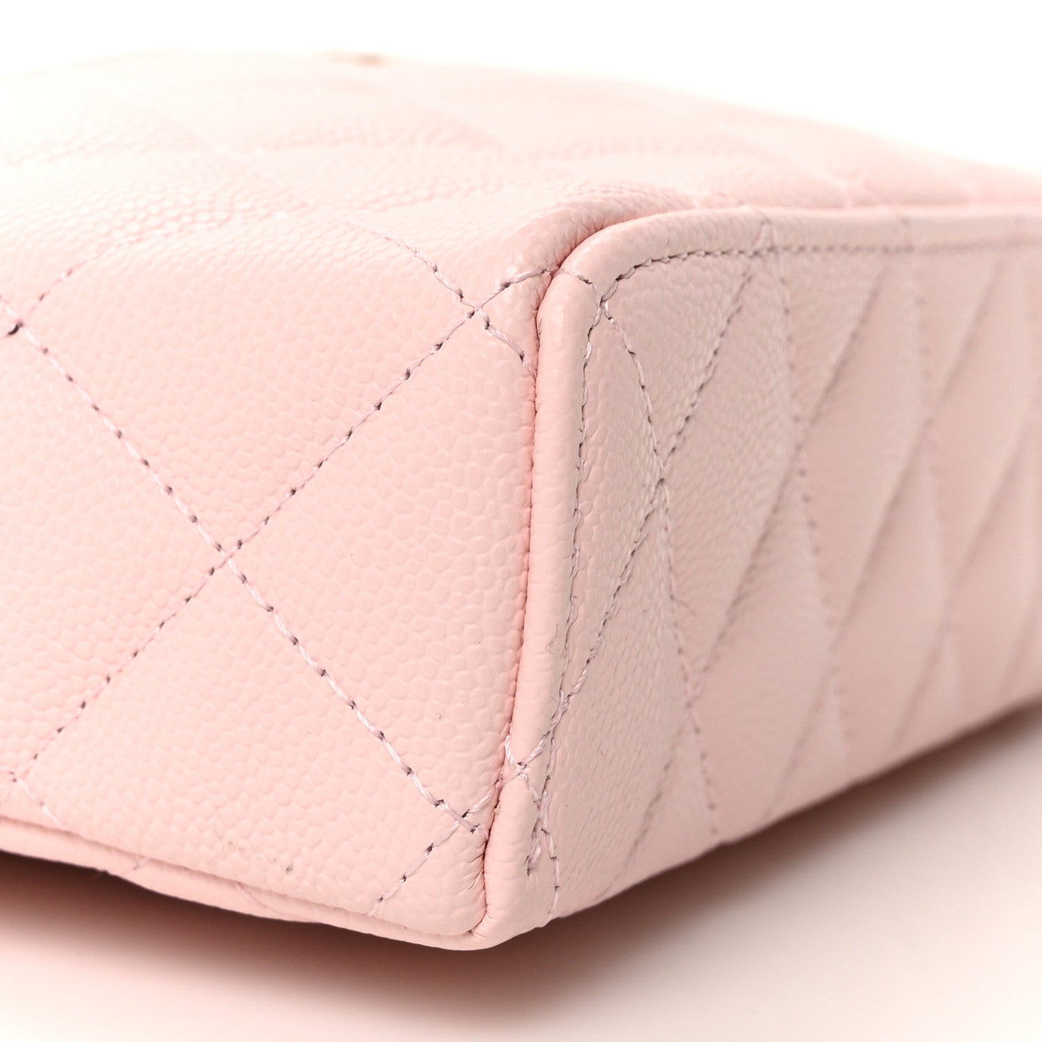 Caviar Quilted Top Handle Slim Vanity With Chain Light Pink