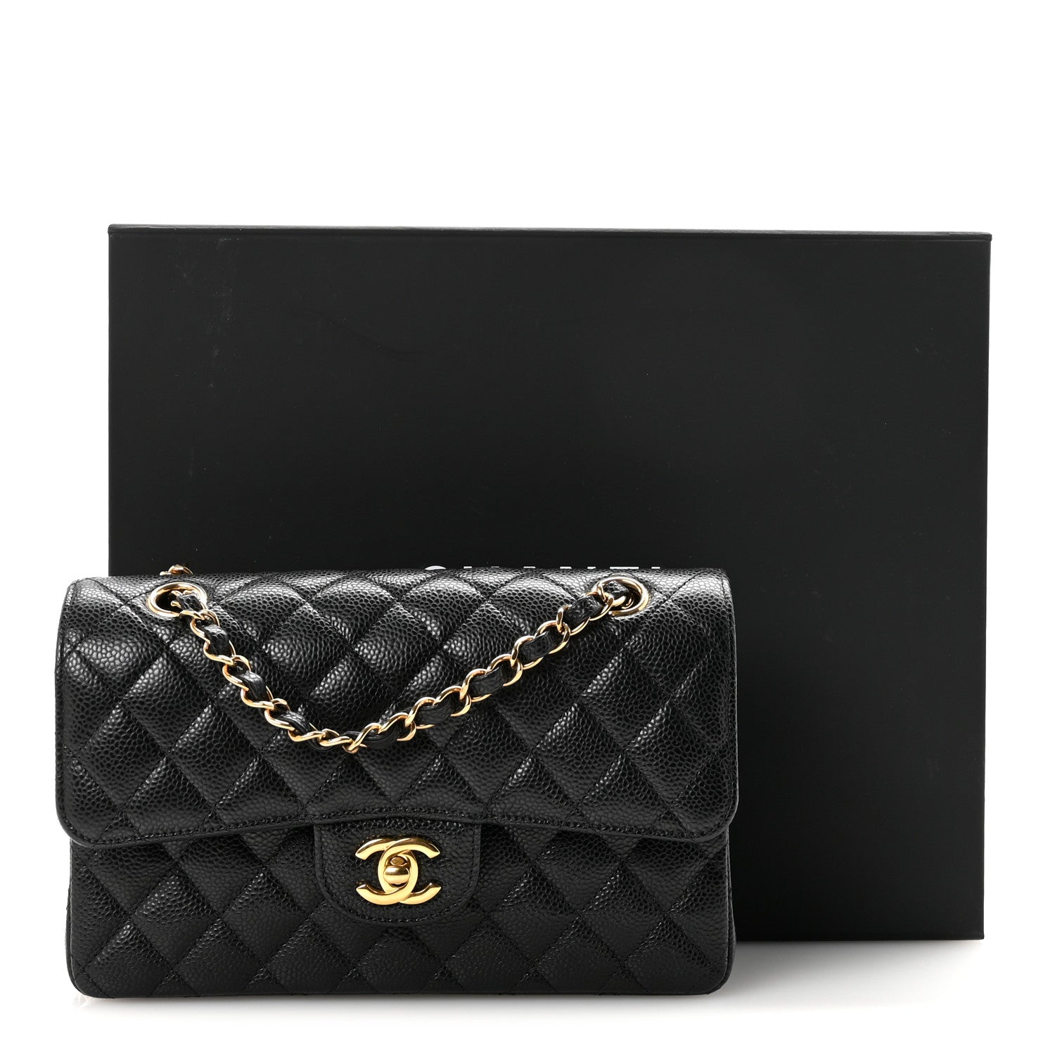 Caviar Quilted Small Double Flap Black
