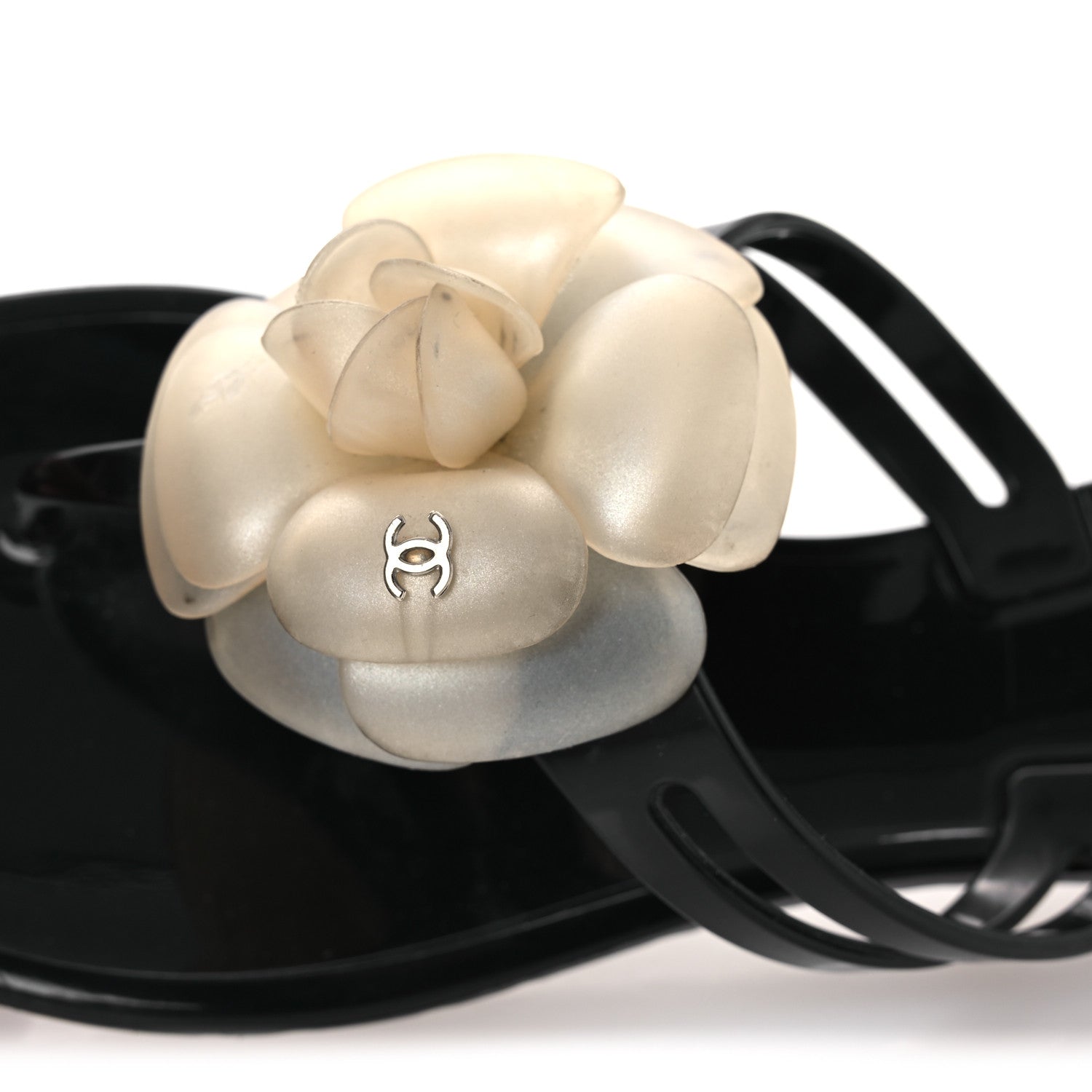 Jelly Camellia Thong Sandals 38 Black Ivory