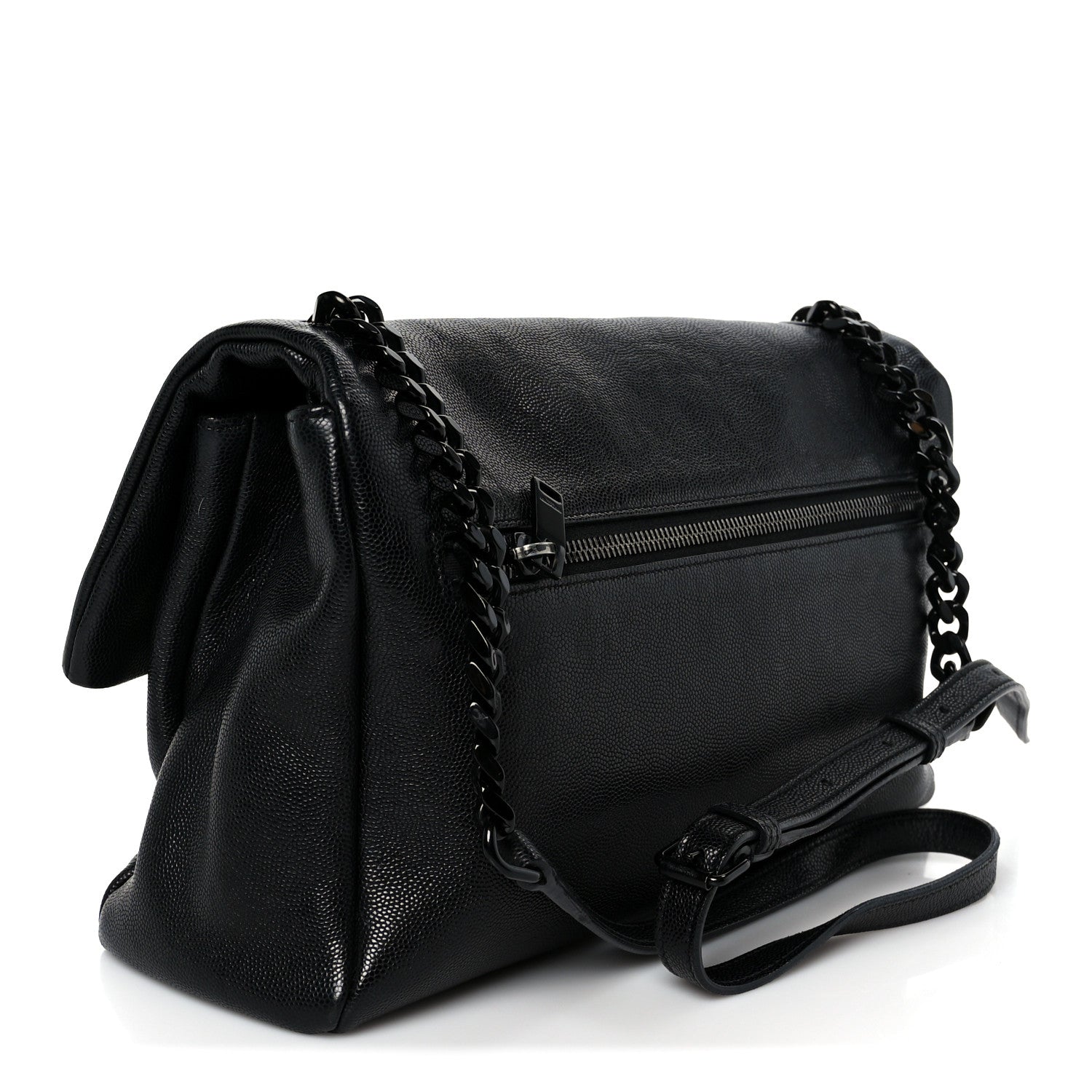 Grain De Poudre Medium West Hollywood Monogram Fold-Over Black